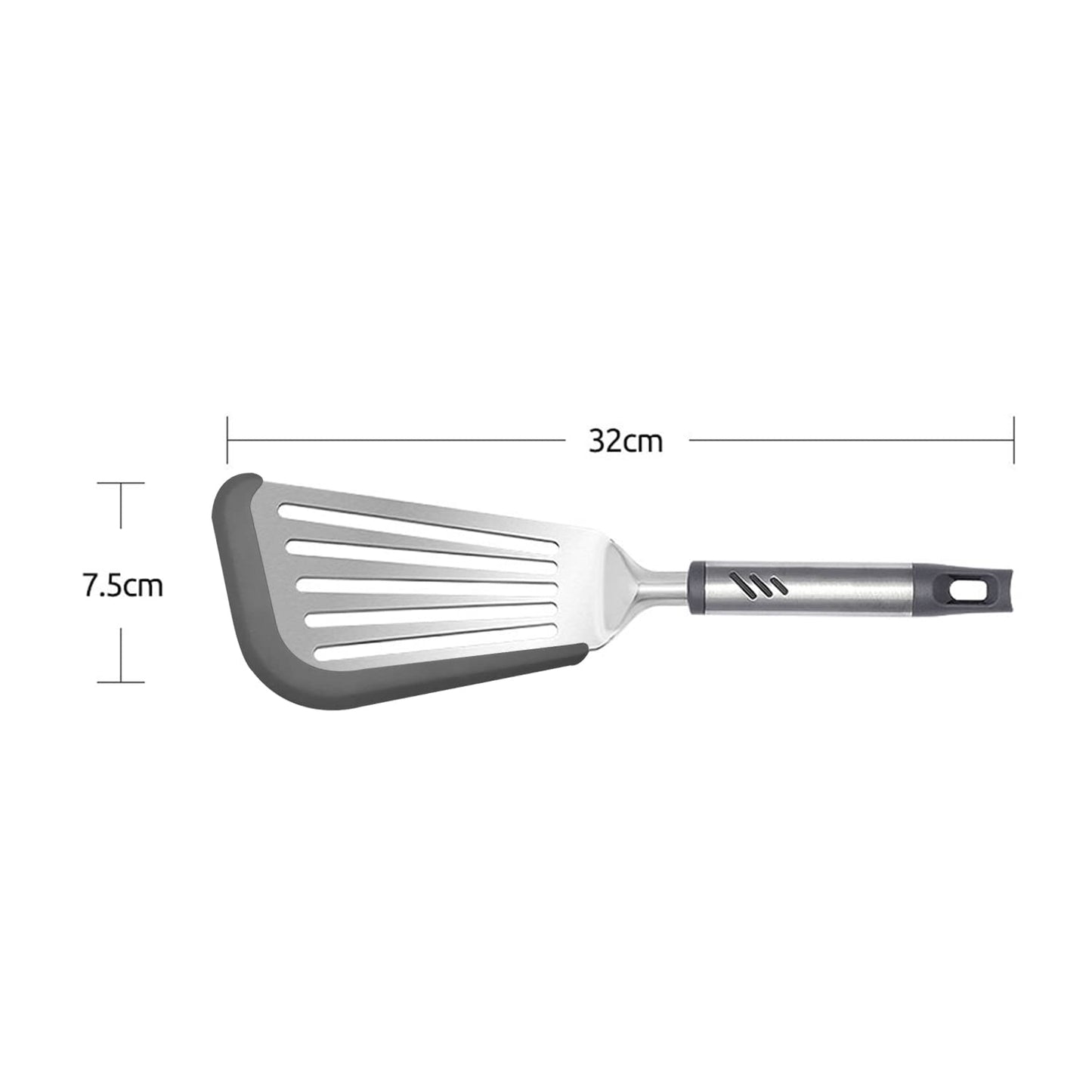 Lebabo Silicone Spatula - Fish Spatula for Non Stick Frying Pan - Flexible Slotted Turner for Cooking and Flipping - Stainless Steel Egg Flipper with Silicone Edge - Heat Resistant - Dishwasher Safe