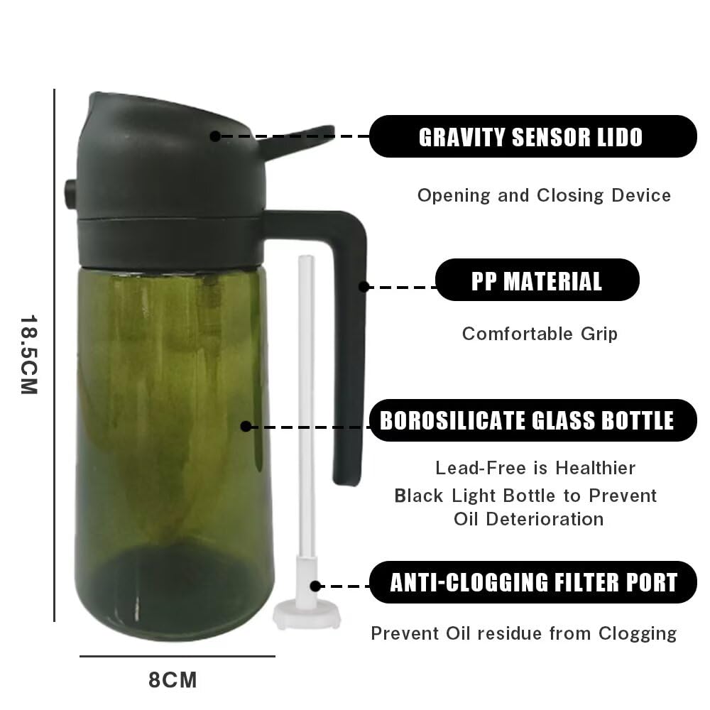 HWHIEUAIK Kitchen Maiden 2 in 1 Oil Dispenser, New Kitchenmaiden 2 In 1 Oil Sprayer for Cooking,Olive Oil Dispenser Bottle Spray And Pour for Air Fryer, Salad, Frying, BBQ