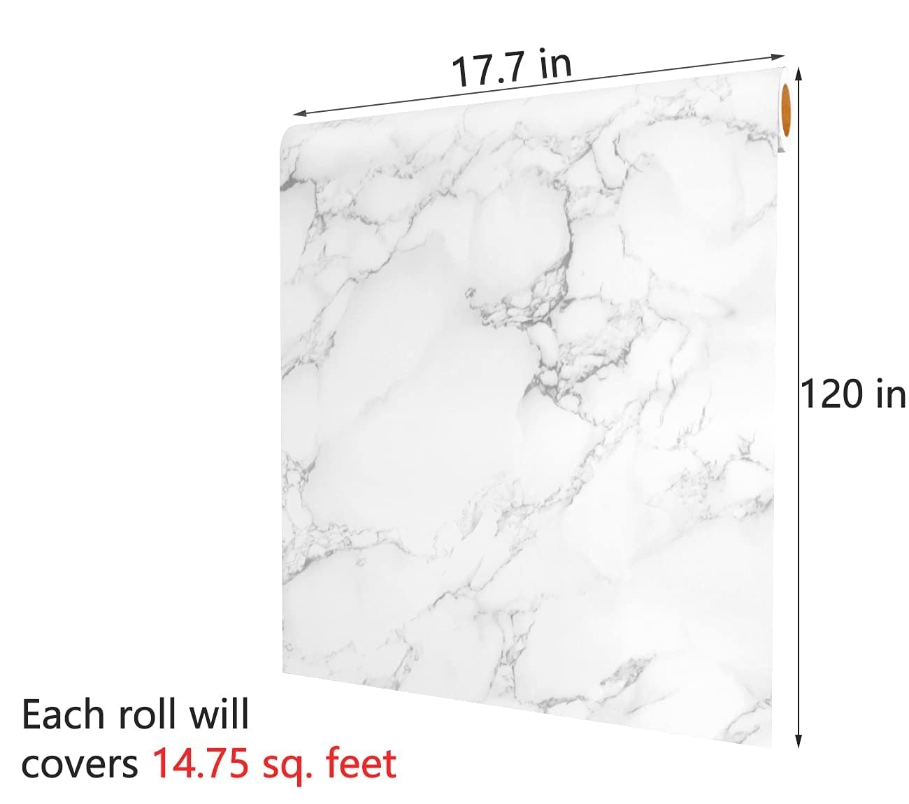 Decotalk White Marble Wallpaper Self Adhesive Marble Countertop Contact Paper for Kitchen Waterproof 17.7in X 120in Marble Contact Paper for Bathroom Decorative Matte Marble Wallpaper Peel and Stick