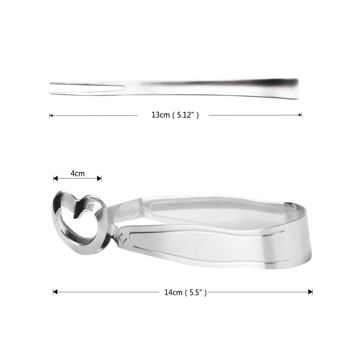 GOODFEER 6 PCS Escargot Tongs Stainless Steel Kitchen Food Tong with Seafood Forks for Snails, Fruit Salad, Cake, Tea Bag, Ice for Drinking, Square Sugar for Coffee, Dishwasher Safe