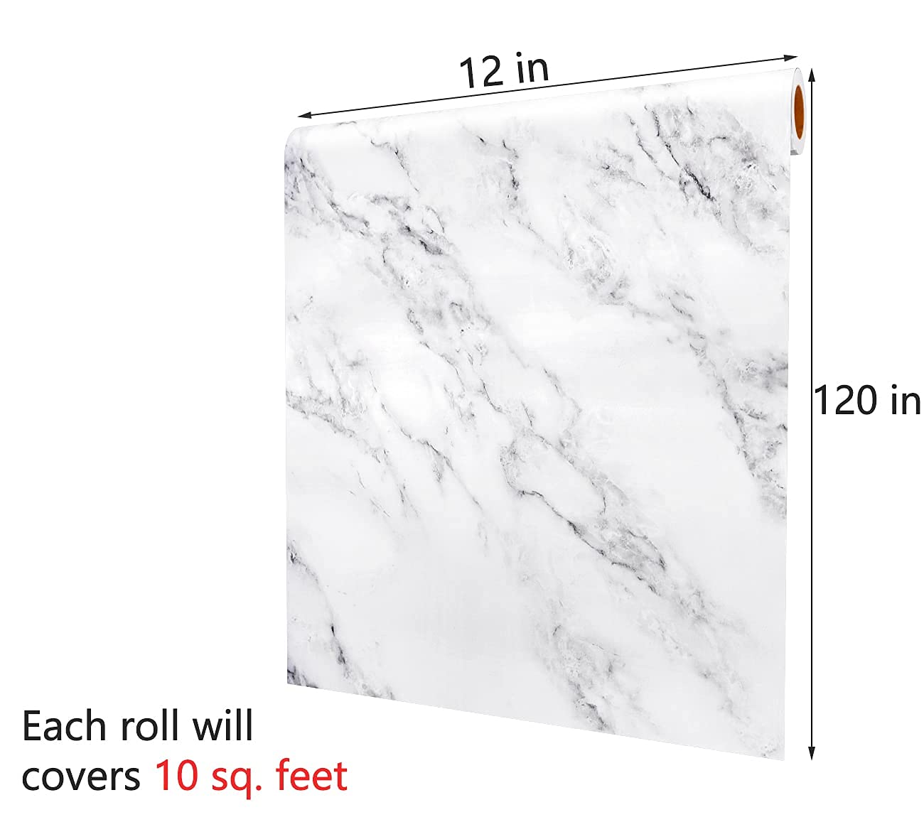 Decotalk Peel and Stick Countertops Contact Paper Marble Contact Paper White 12x200 Inch Marble Wallpaper for Countertops Kitchen Table Matte White Marbles Vinyl Wrap Waterproof