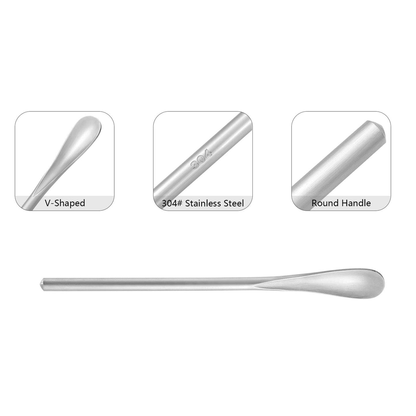 luvtree 8-Pack 5.0" / 12.8cm Stainless Steel Stirring & Mixing Spoon – Reusable Bar Tool for Coffee, Tea, Iced Drinks & Cocktails