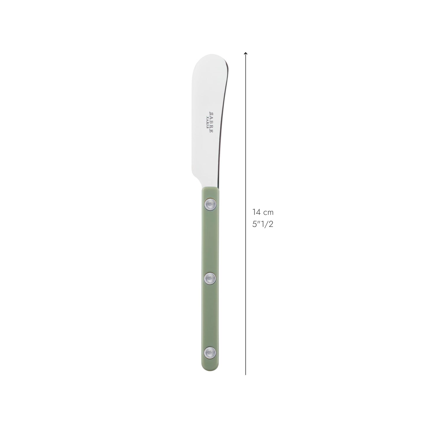 Sabre Paris - Set of 2 Spreader Knives 5.5 inches - Bistrot Collection - Perfect for Butter, Tapenades, Spreads - Stainless Steel & Nylon - Dishwasher Safe - Asparagus - Brilliant Finish
