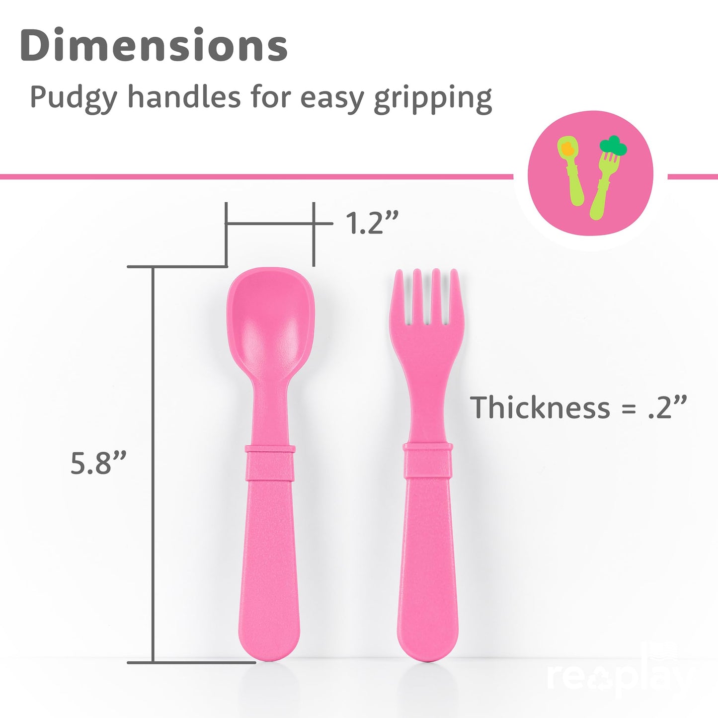 Re-Play Toddler Dinnerware Set - Spill-Proof Sippy Cup, 7" Divided Plate, Fork & Spoon - Durable Recycled Dining Set for Kids - Dishwasher & Microwave Safe - Made in USA - Pink