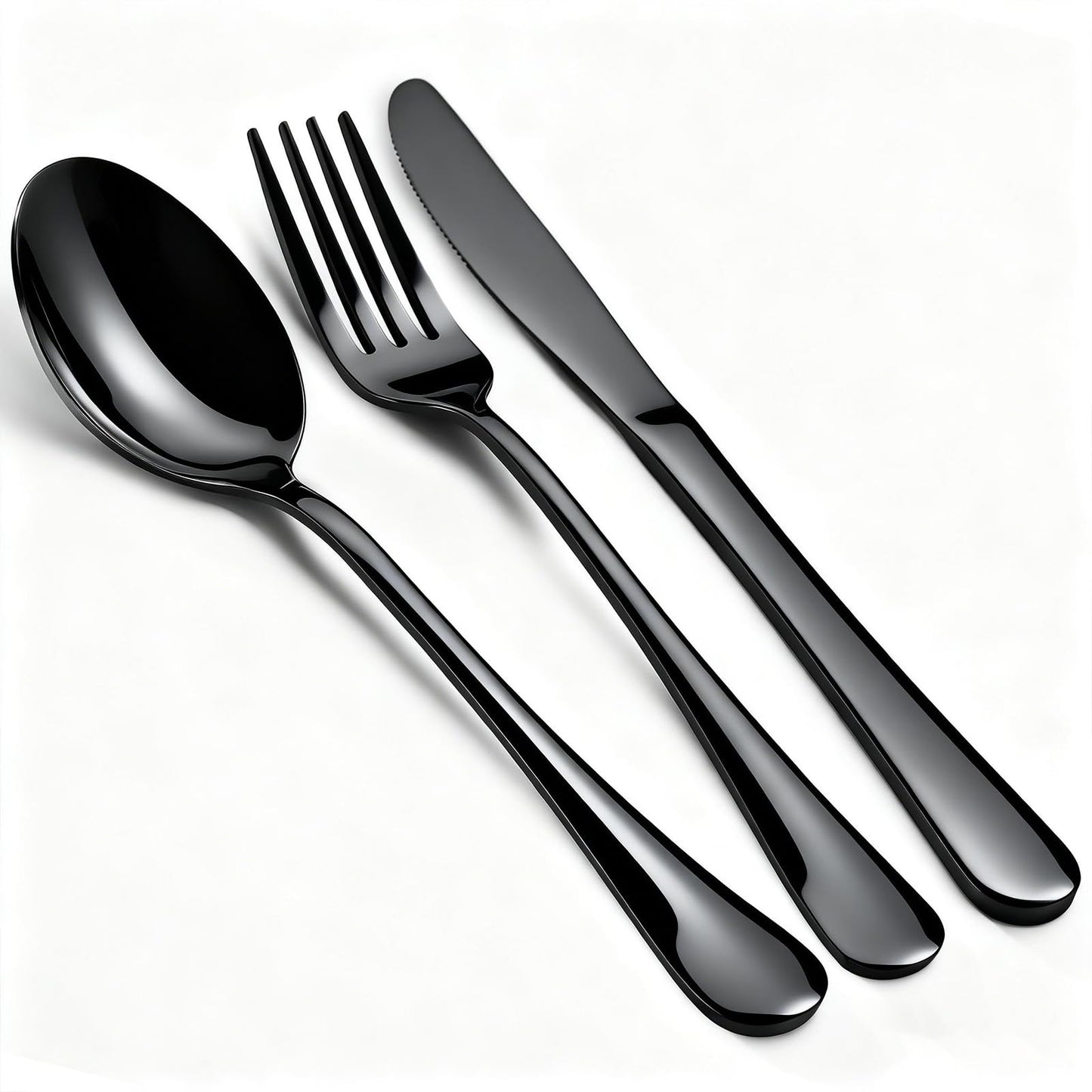 ERVILO 60 Piece Black Silverware Set - Service for 20, Stainless Steel Flatware Cutlery Set Include Knives Spoons Forks, Black Bulk Silverware for Wedding, Restaurant, Home, Dishwasher Safe