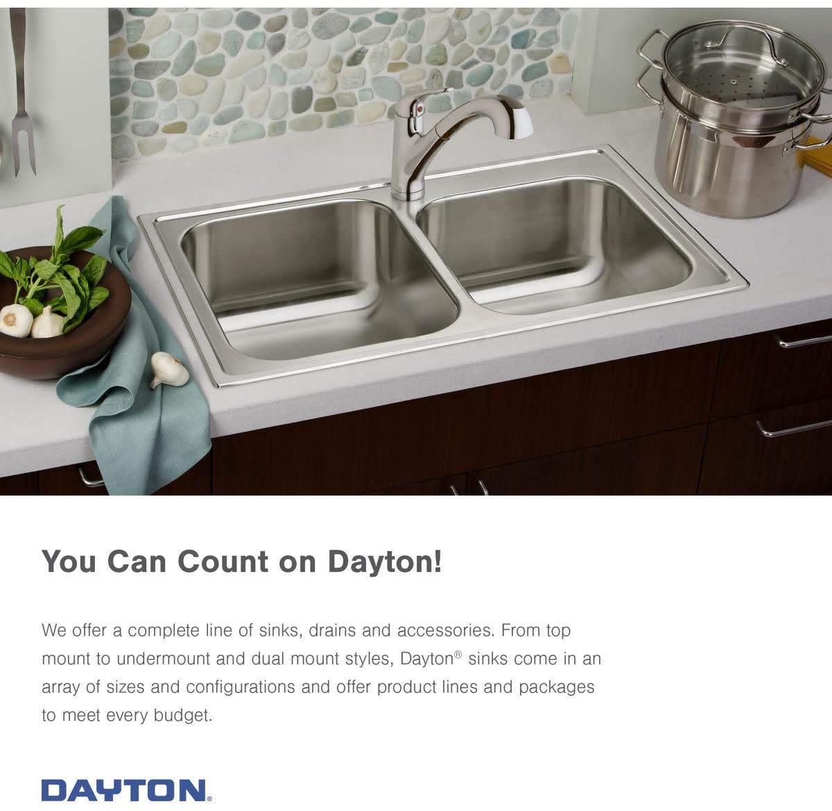 Elkay D233194 Dayton Equal Double Bowl Drop-in Stainless Steel Sink 33 x 19 x 6.5