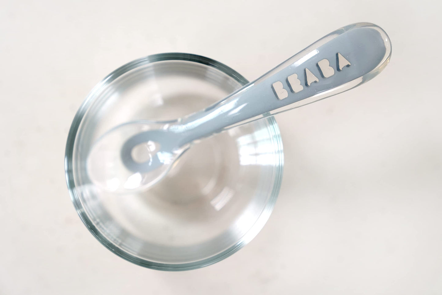 BEABA Toddler's Self-Feeding Spoon Set with Travel Case, Original Silicone Baby Spoons, Baby Essentials, Travel Set, Sage + Cloud