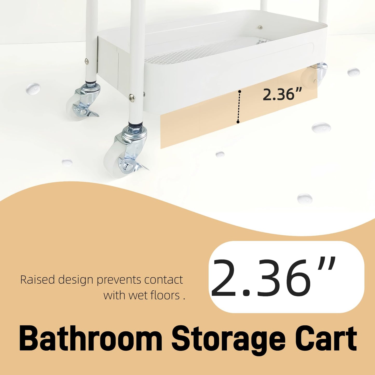 LIWNYRK 3 Tier Narrow Rolling Storage Cart for Laundry Room Bathroom Kitchen, 7.1'' Slim Utility Cart with Wheels and Lockable Casters Standing Shelf for Small Space & Between Washer and Dryer, White