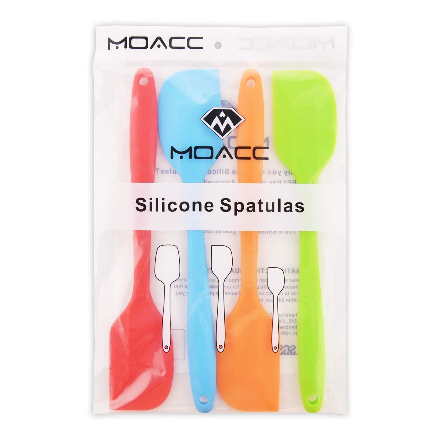 Silicone Spatulas, 11 inch Rubber Spatula Heat Resistant Non-Stick Flexible Scraper With Solid Stainless Steel Core for Cooking, 4 Pack