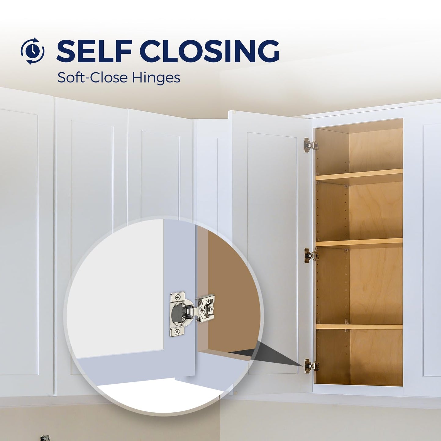 JOYDECOR 60 Packs (30 Pairs) 1/2 Inch Overlay Soft Close Hinges Satin Nickel Concealed Hidden Cabinet Hinges Stainless Steel for Face Frame Kitchen Cabinet Doors - 105 Degree