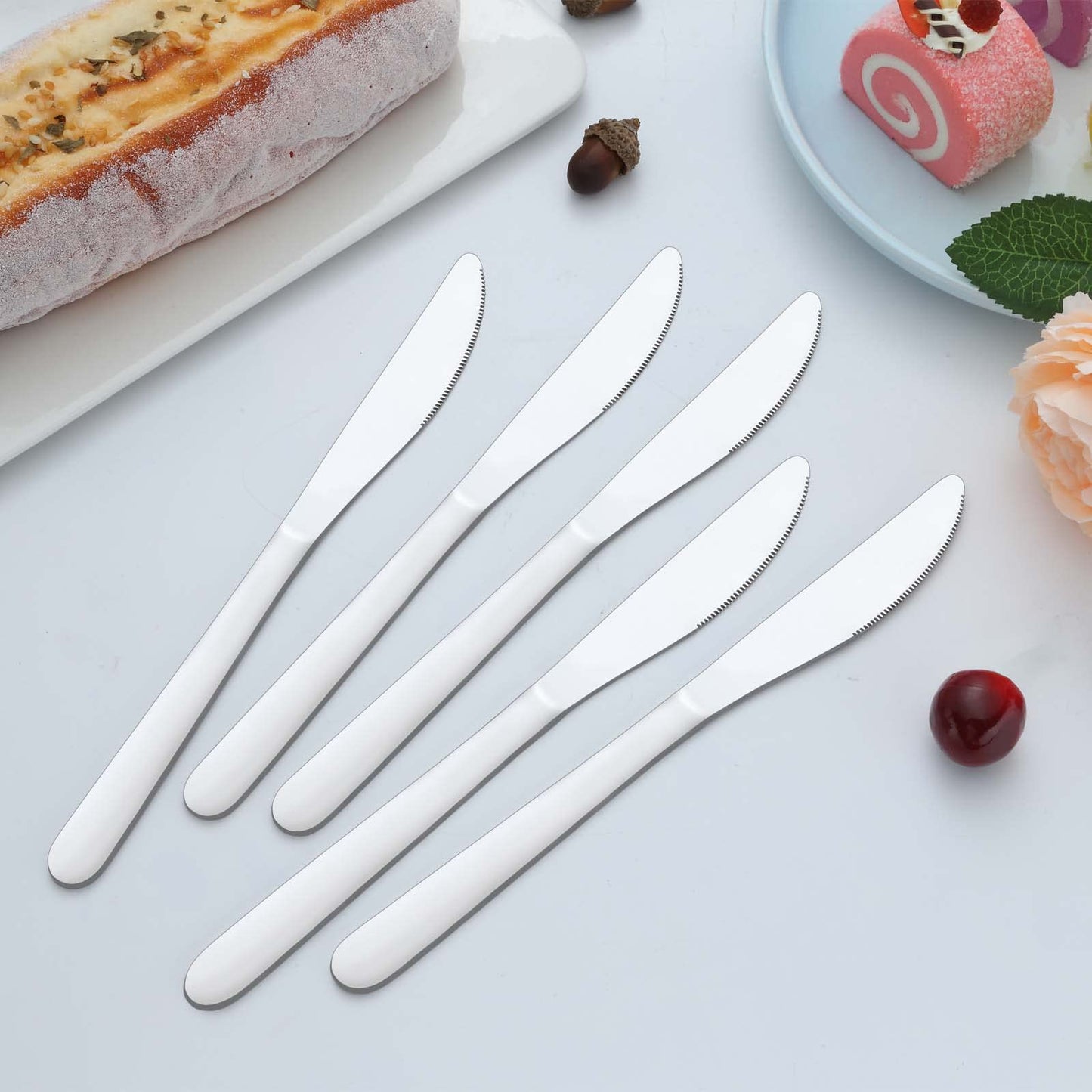 Gymdin 24 Pieces Knives Set - 9 Inches Dinner Knives, Butter Knife, Food Grade Stainless Steel Table Knife Set, Dishwasher Safe & Mirror Polished, Knife Silverware for Home/Restaurant/Kitchen