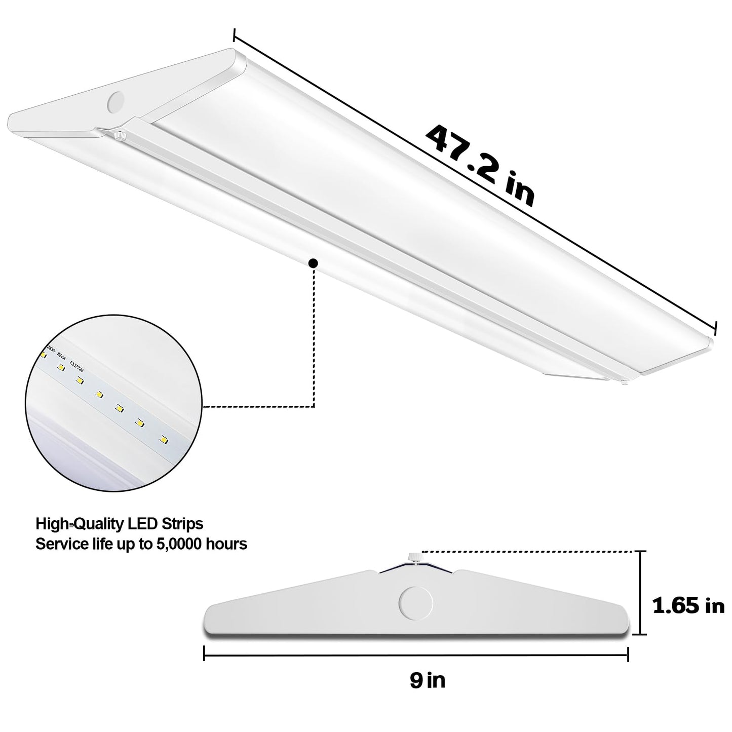 ANTLUX 72W 4FT LED Wraparound Light, Ultra Slim LED Shop Garage Lights Flush Mount, 8000 Lumens, 4000K, No Glare, 4 Foot Wrap Office Ceiling Lighting Fixture, Fluorescent Tube Replacement, 4 Pack