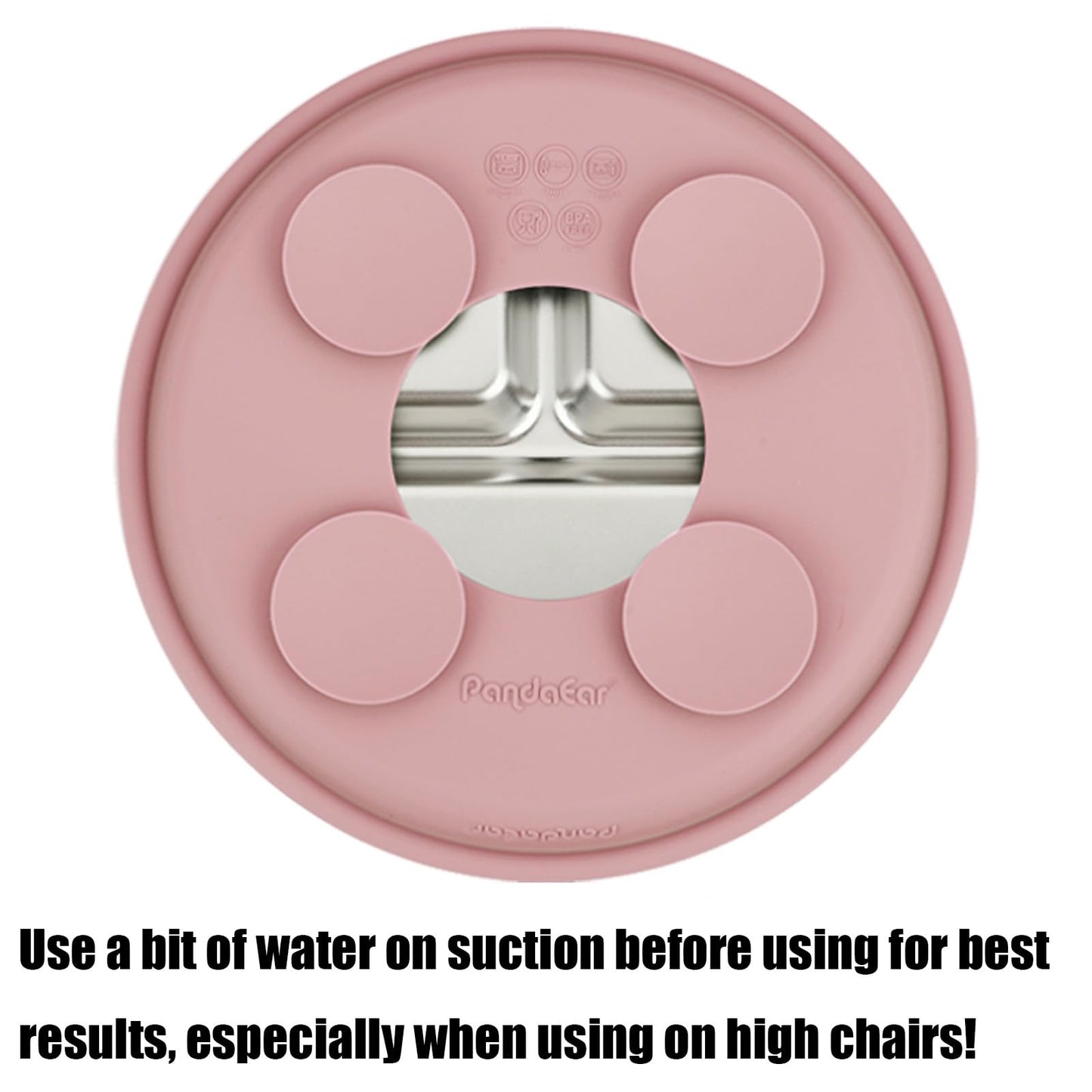 PandaEar 2 Pack Stainless Steel Baby Suction Plates & 2 Pack Spoons and Forks Set, Toddler Utensils Baby Feeding Set, Divided Plates for Baby Led Weaning Supplies, BPA-Free (Pink)