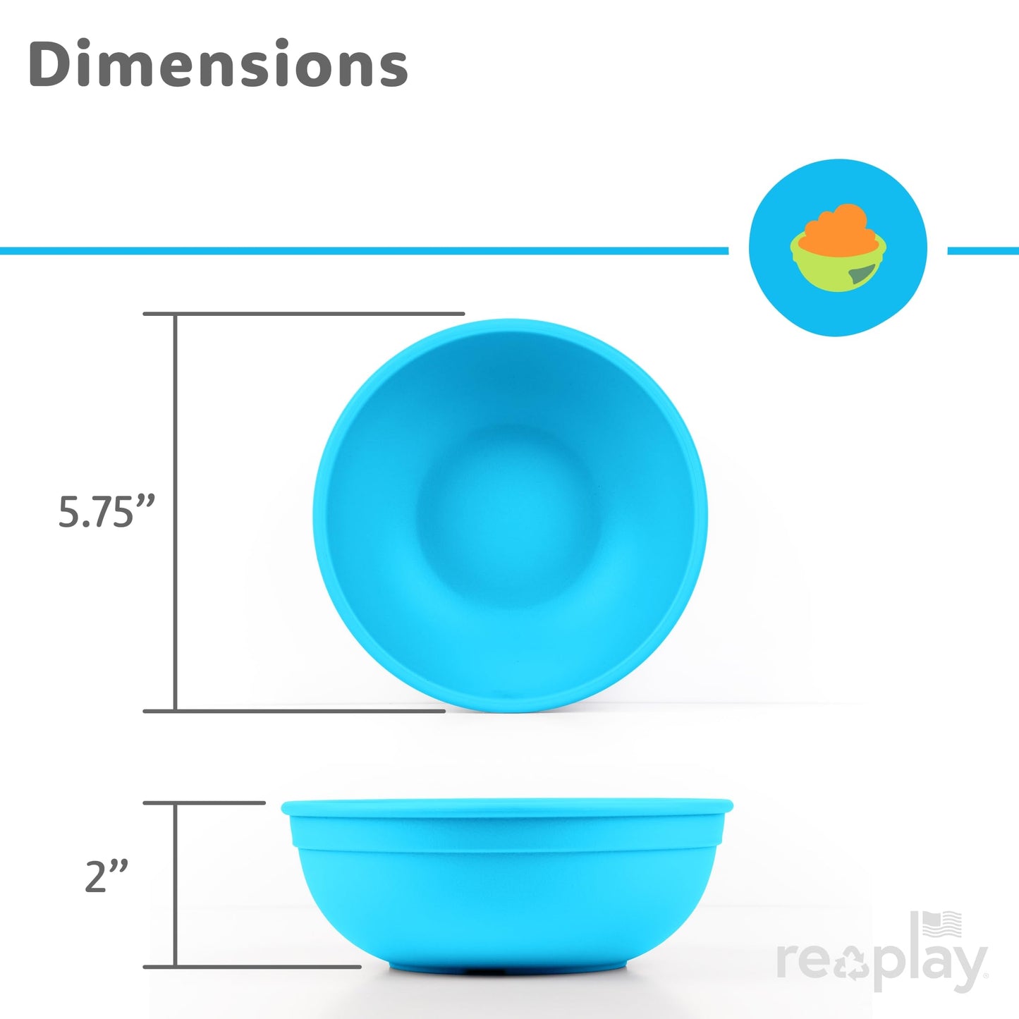 Re-Play Made in USA 20 Oz. Reusable Plastic Bowls, Pack of 6 - Dishwasher and Microwave Safe Bowls for Snacks, Cereals, and Everyday Dining - Durable Toddler Bowl Set 4.75" x 4.75" x 2" - Sorbet
