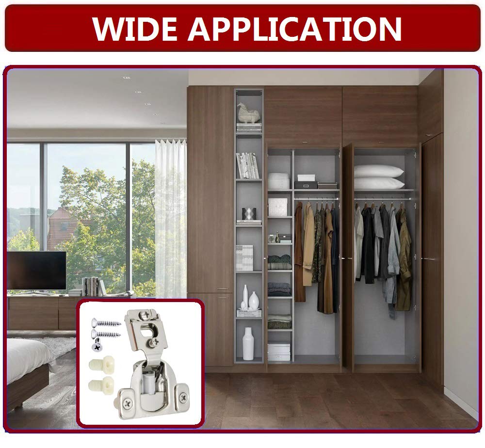STIANC 50 Pack 1/2" Overlay 2D Soft Close Hinges for Face Frame Kitchen Cabinet, 3 Way Adjustability, Quiet Self-Shut Door,105 Degree