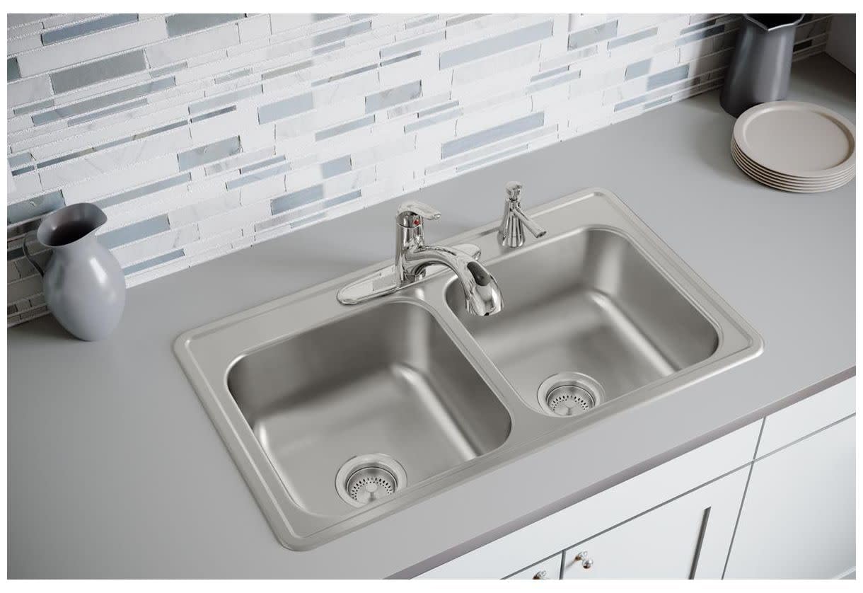 Elkay DSE233194 Dayton Equal Double Bowl Drop-in Stainless Steel Sink,33 x 19