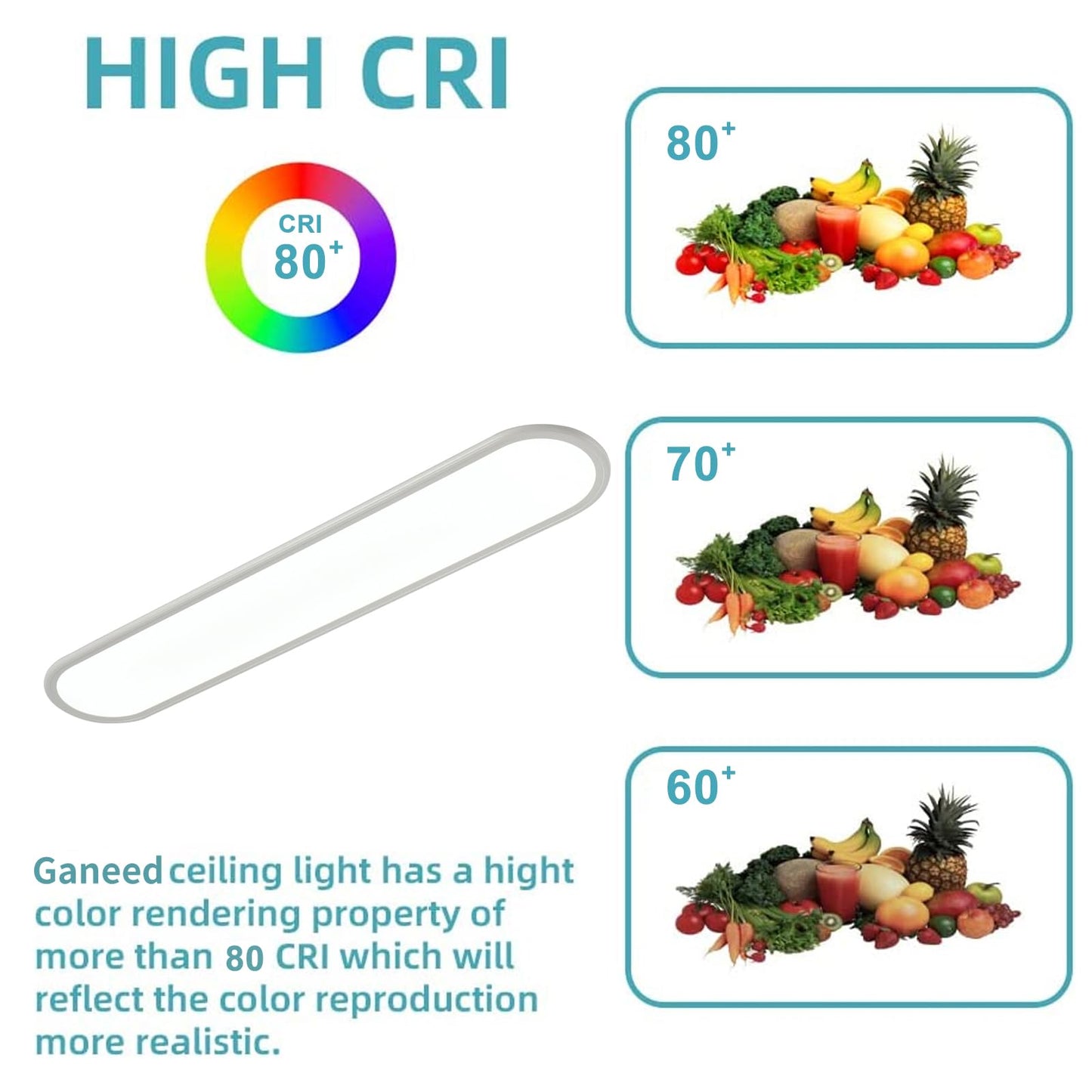 Ganeed 39.4 Inch Dimmable LED Ceiling Light, High Brightness Long Ceiling Lamps,3000-6000K Selectable Modern Ultra Thin Low Profile Light Fixture for Bedroom Kitchen Closet Hallway,White/48W