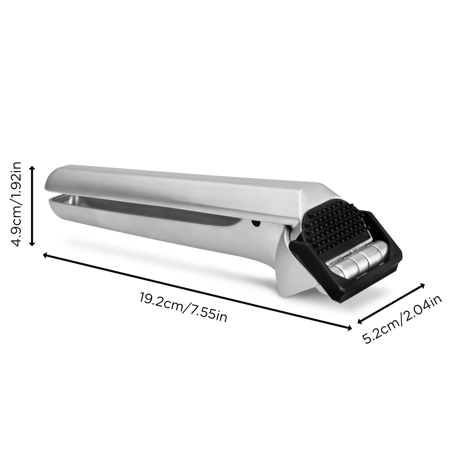 Dreamfarm Garject 2-In-1 Garlic Peeler, Garlic Press & Mincer with Garlic Peel Ejector, Chrome-Plated Zinc - Black