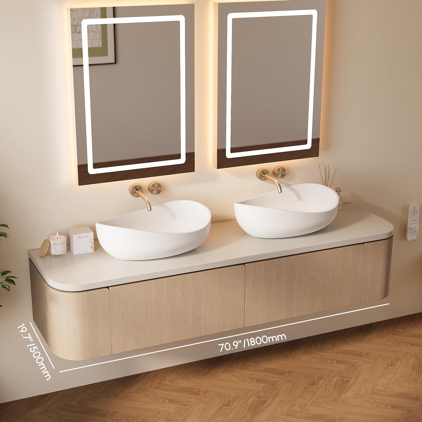 Weibath Oval Vessel Sink, Stone Resin Bathroom Sink in Matte White with Pop-Up Drain, Modern Countertop Sink 22.44"