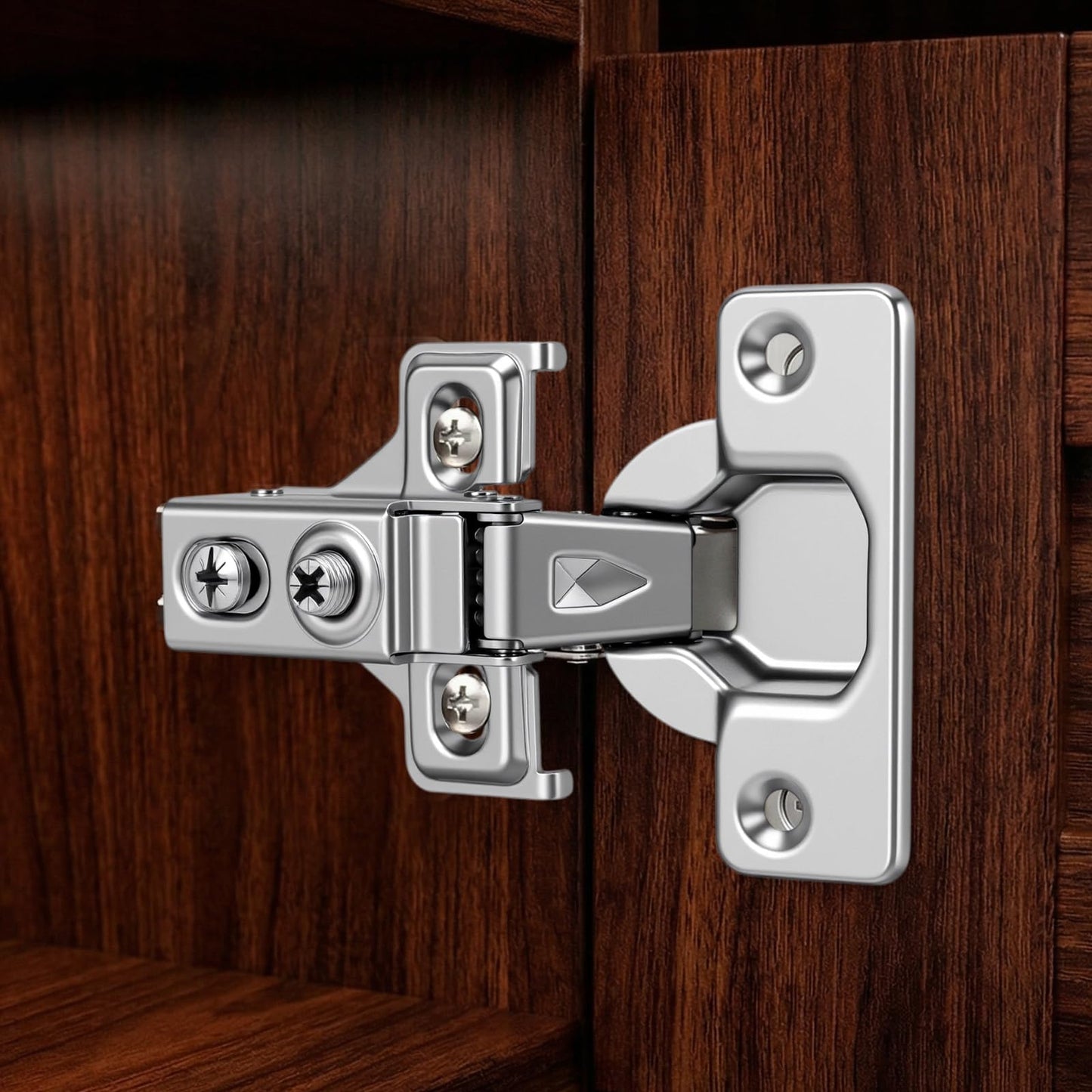 YAUFWUA 30 Pack Soft Close Cabinet Hinges, 1/2 Inch Overlay Hydraulic Concealed Hinges for Kitchen Cabinets, 110° Opening Angle, Cold-Rolled Steel Silver with Screws