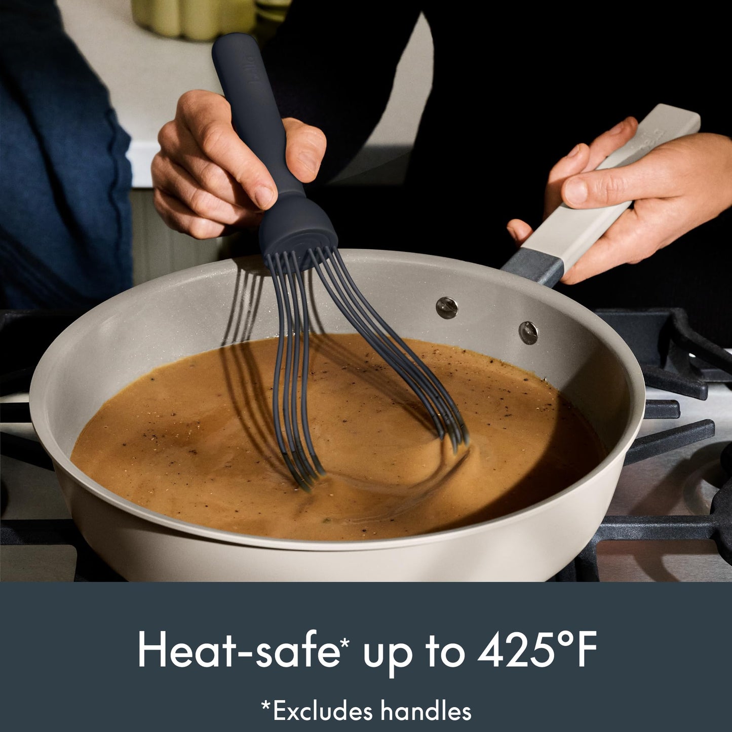 bella 2 Piece Compact Masher and Whisk Set, Fold Flat, Stainless steel and silicone, Foldable Masher, Ballon Whisk, Flat Whisk, Non-stick, Nonslip, Heat safe to 425°F, Slate