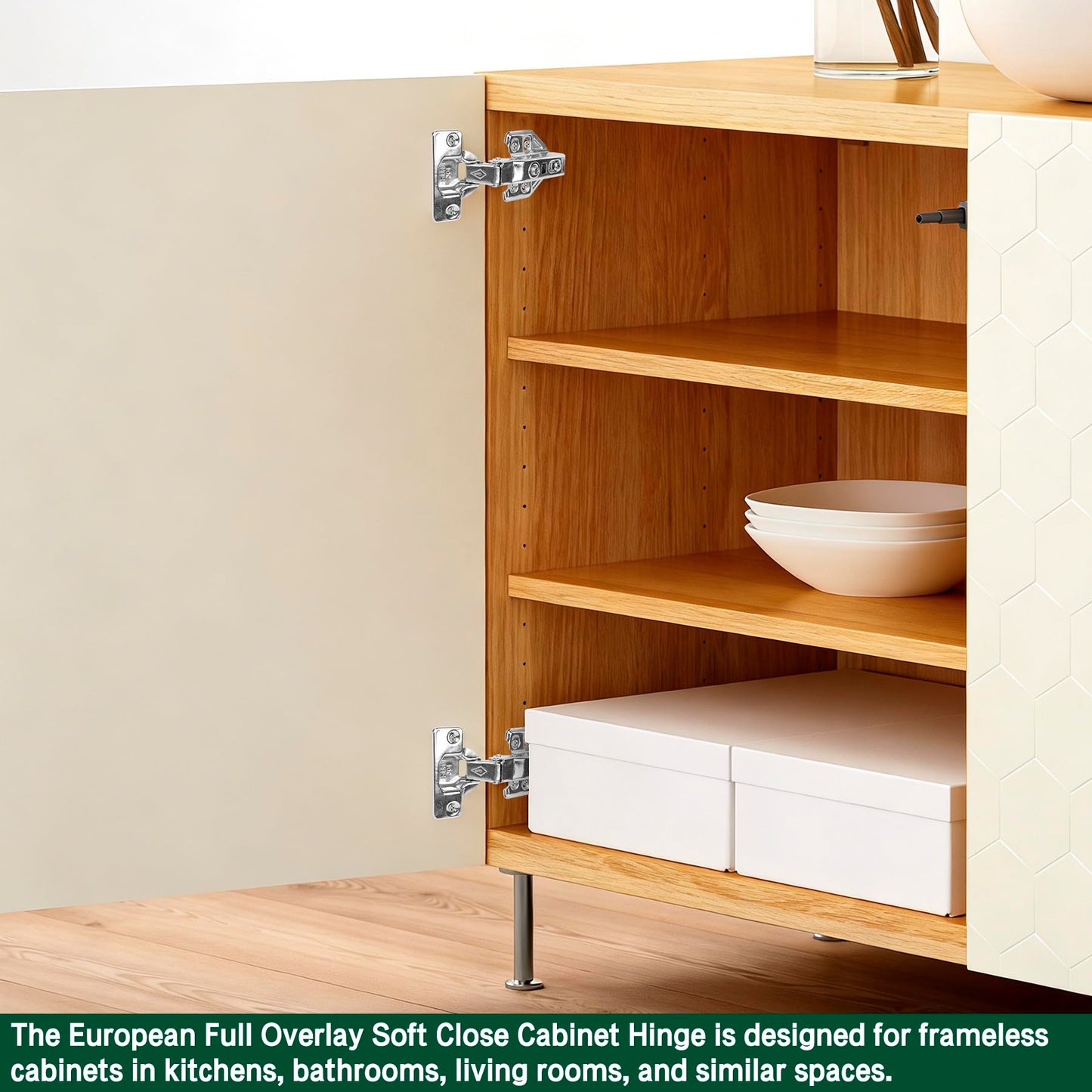 Tottist 5 Pair 10 Packs Full Overlay Kitchen Cabinet Door Hinges, 105° Frameless Concealed Soft Close Adjustable Cabinet Hinges for Older Cabinets, Easy Installation