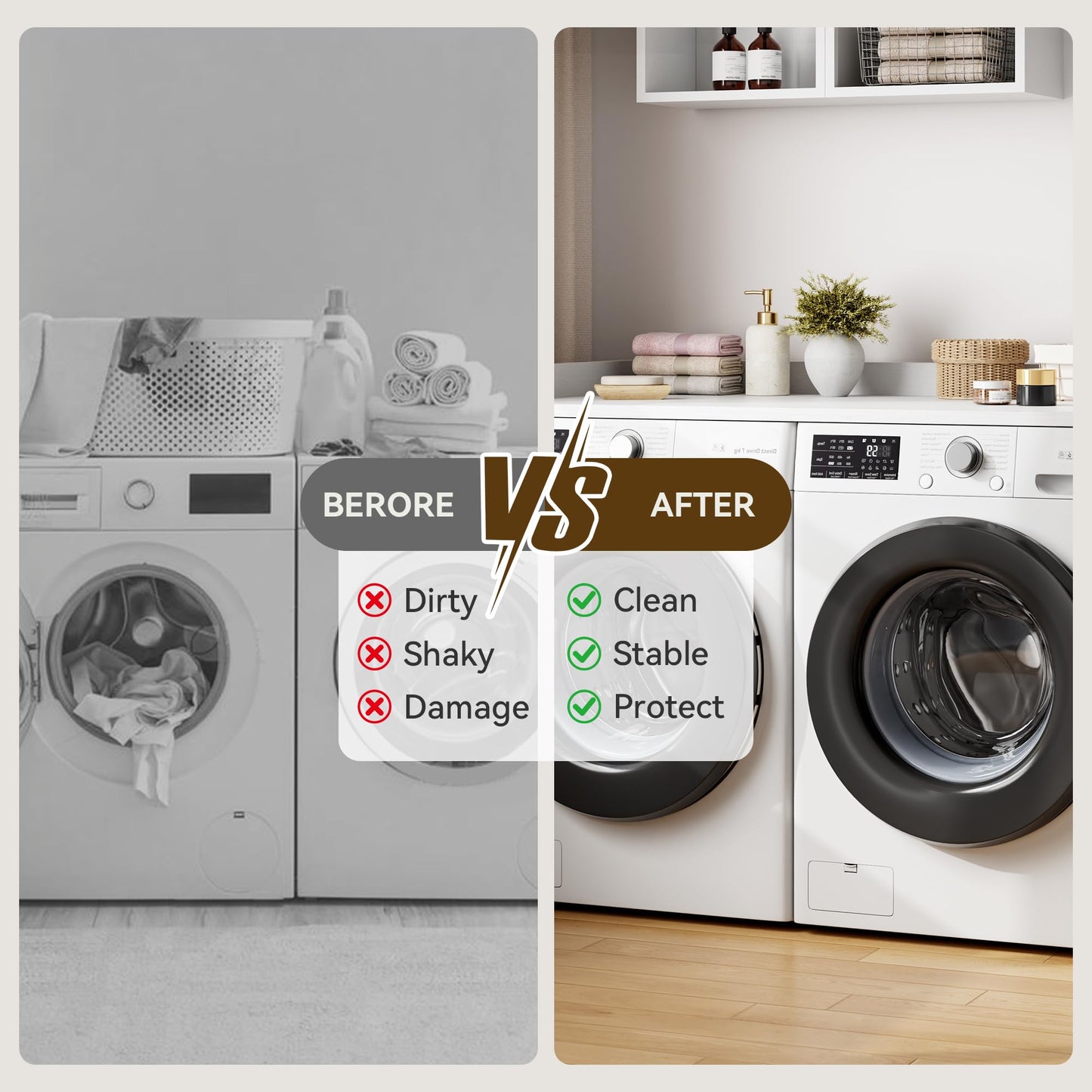 IDEALHOUSE 2-Tier Washer and Dryer Countertop with Shelf or Drawers, Laundry Countertop Cover with Non-Slip Pad, 54"X27.5" Laundry Topper for Folding Clothes Over Washer and Dryer-White