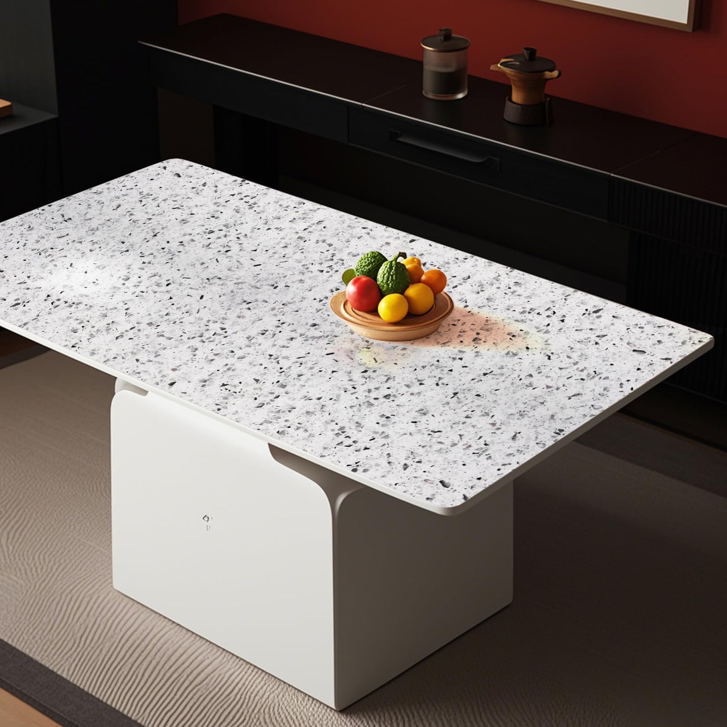 A-b-cil Gray White Terrazzo Contact Paper 88" X 16" Granite Contact Paper for Kitchen Counter Top Peel and Stick Countertop Adhesive Wallpaper for Cabinet Desk Dresser Top Table Covers Stains