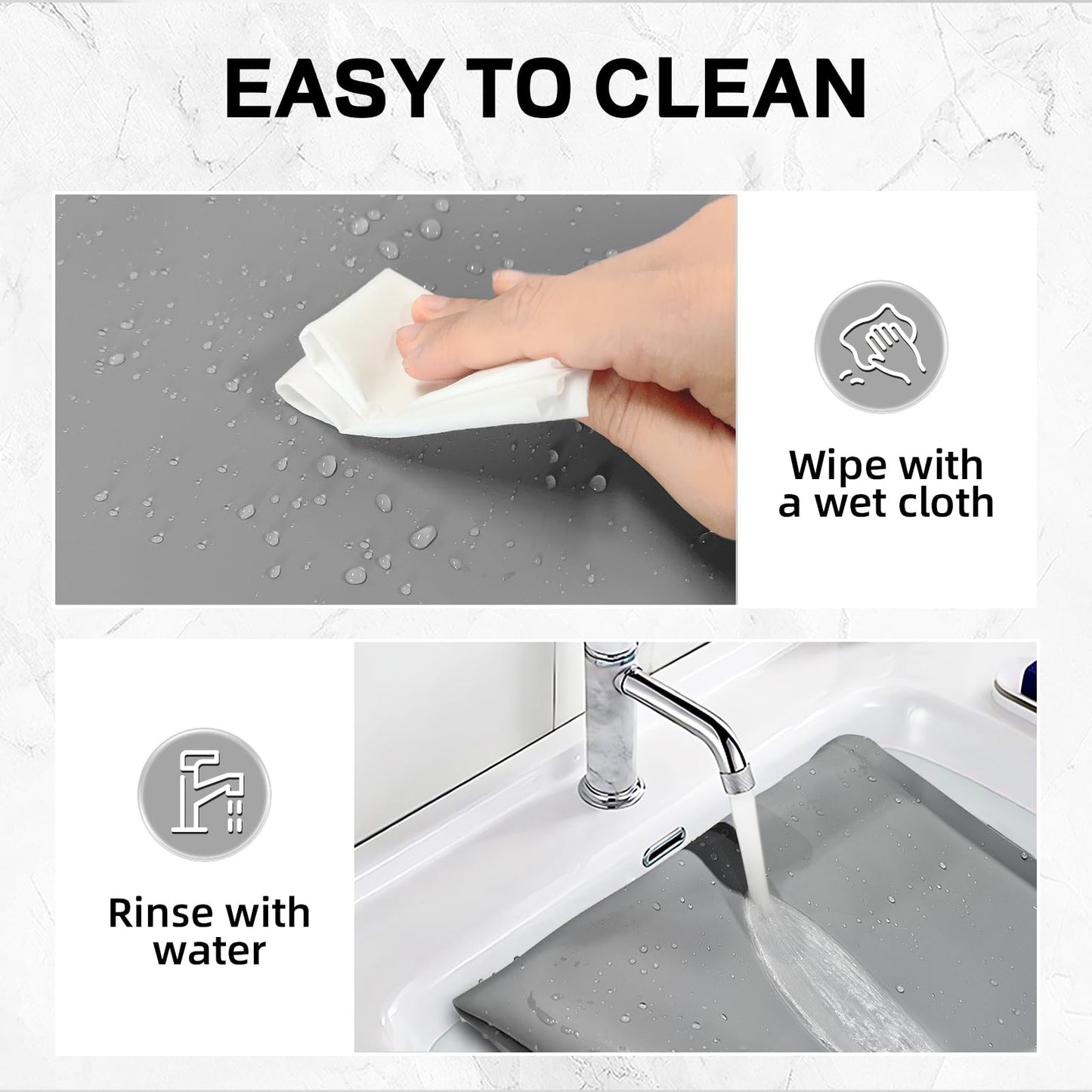 NAMTSO 2 Pack Washer and Dryer Covers Rubber Mat - 27x27 Inch Soft Silicone Tray, Front Load Washer Dryer Topper for Laundry Room, Waterproof Cat Litter Mat, Non-Slip Shoe Mat for Home, Gray