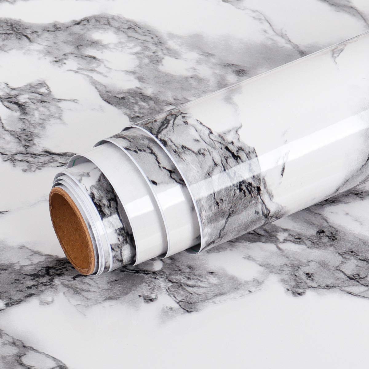 Livelynine Marble Wall Paper Kitchen Countertop Peel and Stick Wallpaper Waterproof Contact Paper Self Adhesive Vinyl Wrap for Bathroom Countertops Table Desk Furniture Counter Top Covers 15.8x78.8 in