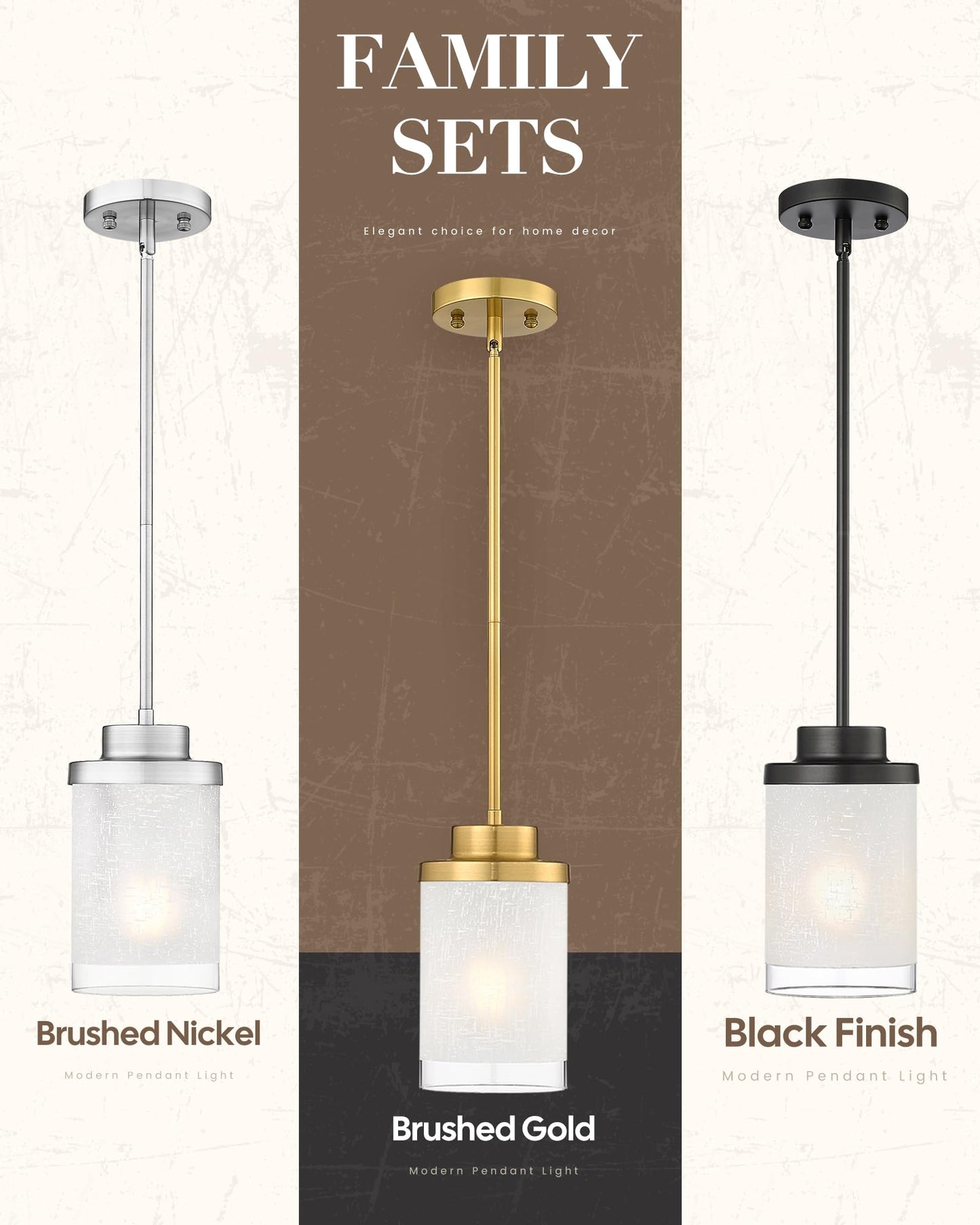 TENGXIN Modern Pendant Light for Kitchen Island, 6-Inch Brushed Gold Hanging Ceiling Light Fixture,Farmhouse Pendant Lighting for Dining Room Bedroom Bar Office
