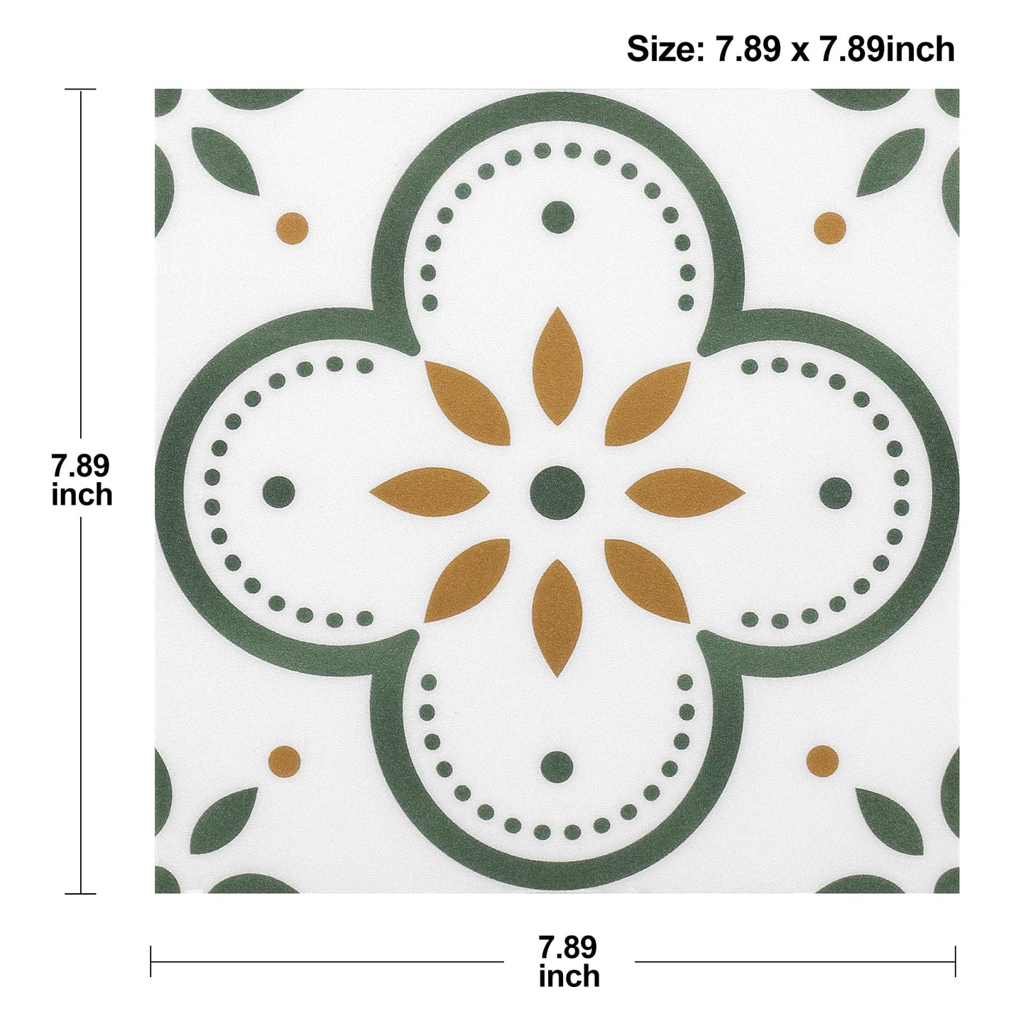 Peel & Stick Floor Tiles Self Adhesive Vinyl Flooring for Kitchen Bathroom Laundry Room Pet House Fireplasce 8"x8" 10 Sheets Removable Floor Stickers Home Decor DIY (Green)