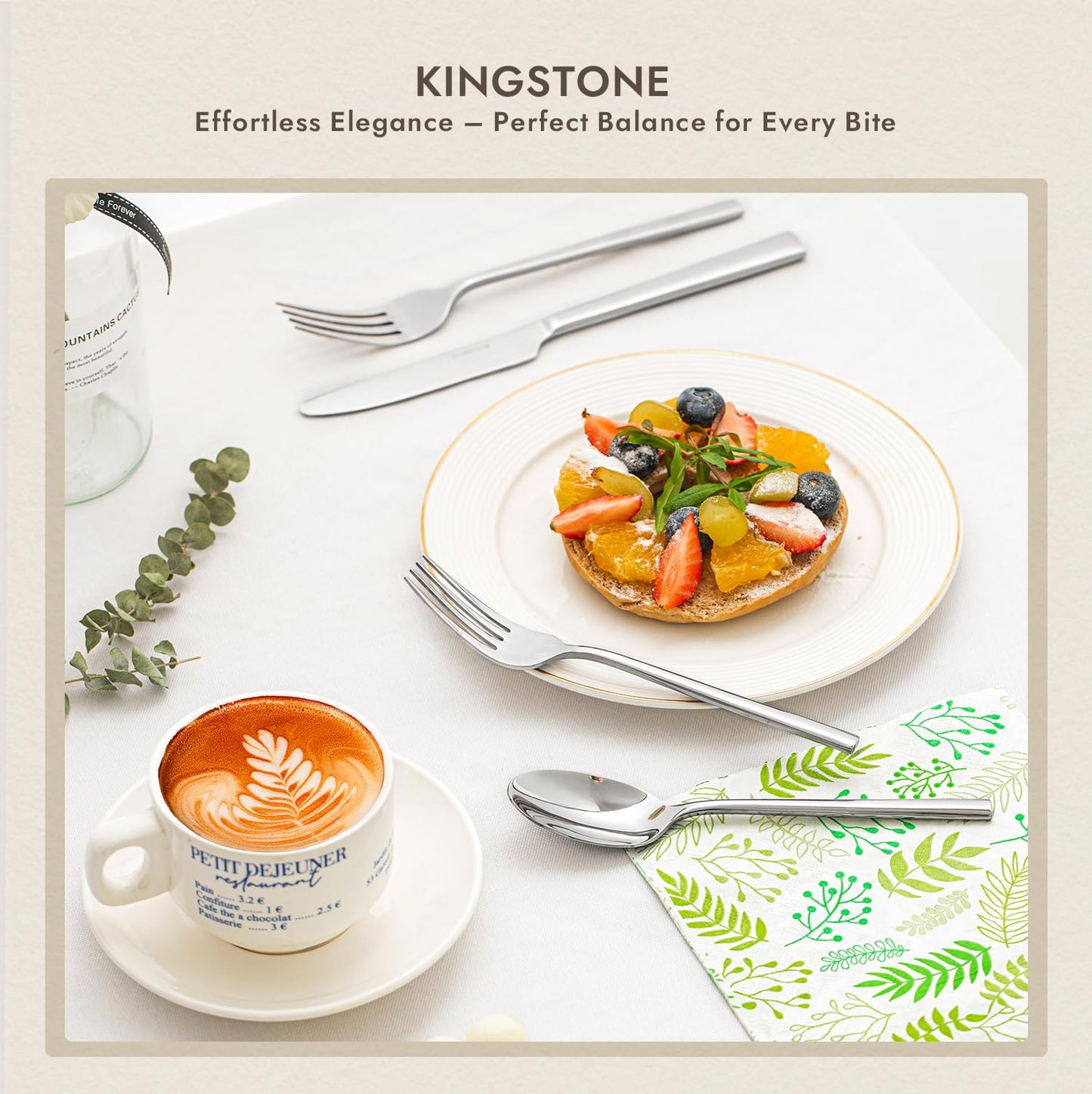 KINGSTONE Dinner Forks Set, 4-Piece Silverware Flatware Cutlery Dessert Forks (8.3-Inch), Forged Food-Grade Stainless Steel, Mirror Finish & Dishwasher Safe, Use for Kitchen, Home, Wedding, Party