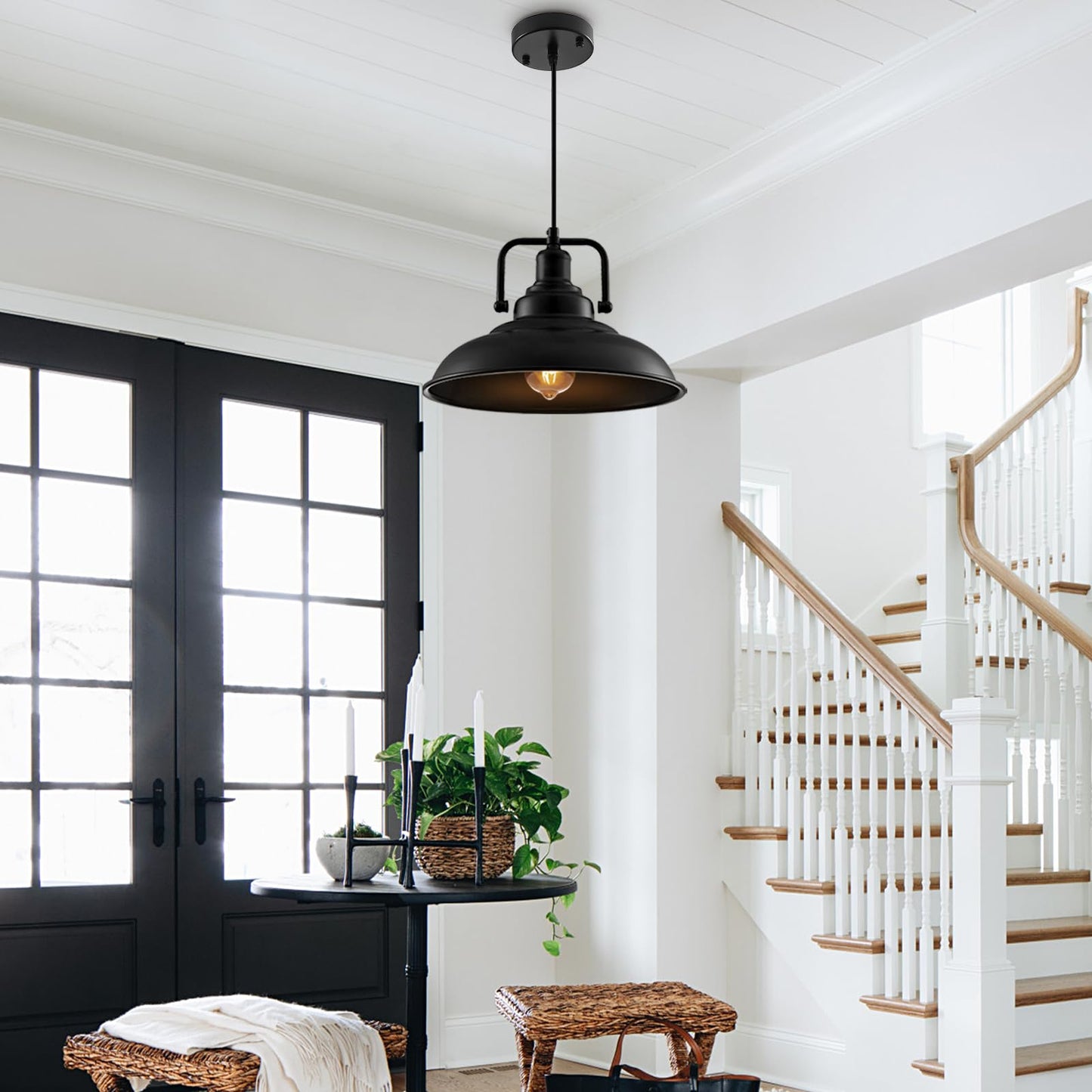 SESIMENT Black Pendant Light 12.5 inches 3 Packs, Farmhouse Pendant Light, Industrial Pendant Lighting, Kitchen Pendant Lights, Pendant Lights Kitchen Island for Dinning Room Entryway Barn
