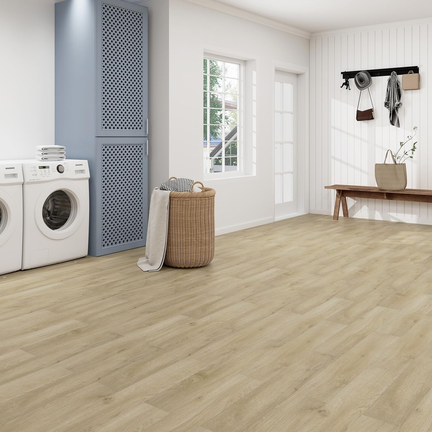 Mysflosy Peel & Stick Floor Tile, 36-Pack 54 Sq.Ft Waterproof Luxury Vinyl Flooring Self-Adhesive, Wood-Look Vinyl Planks for DIY Installation