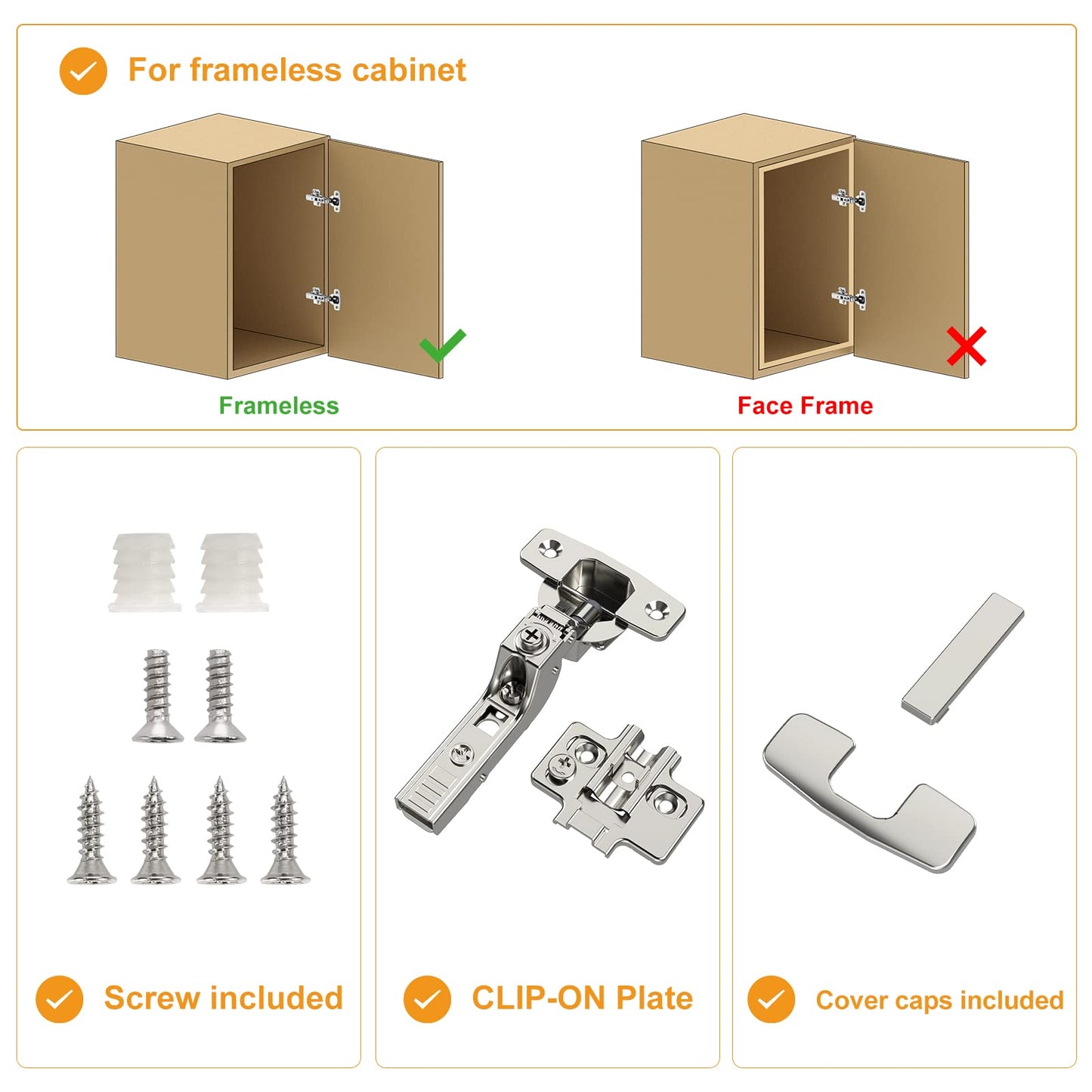 Chibery 10 Pack Frameless Inset Soft Close Concealed European Hinges, Self Closing Satin Nickel, 105 ° Open Angle 4D Adjustment, Speed Control, Clip On, Stainless Steel for Cabinet Door