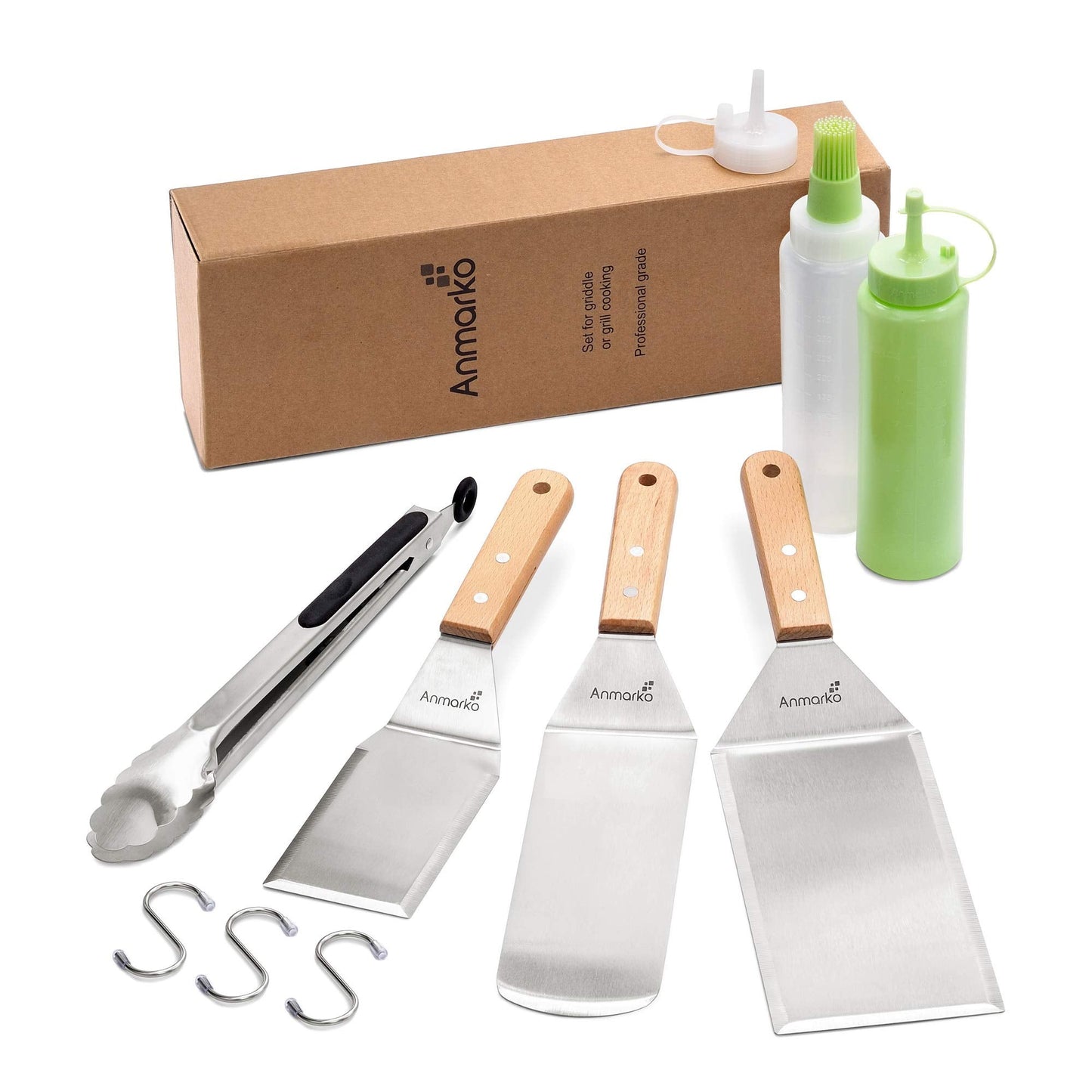 Metal Spatula Set of 6 - Griddle Accessories kit - Grill Flat Spatula Pancake Flipper Hamburger Turner - Metal Utensil Great for BBQ Grill Flat Top Cast Iron Griddle