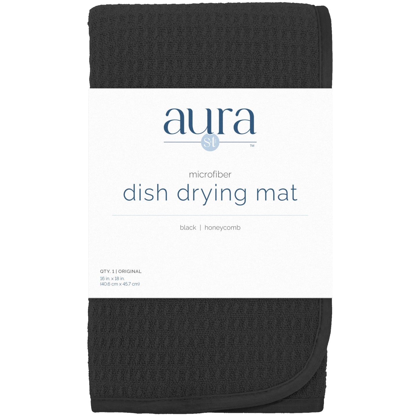 S&T INC. Dish Drying Mat, 16” x 18”, Absorbent Microfiber Kitchen Counter Mat, Dish Drying Pad for Dishes, Utensils, Pots and Pans, Large, Black