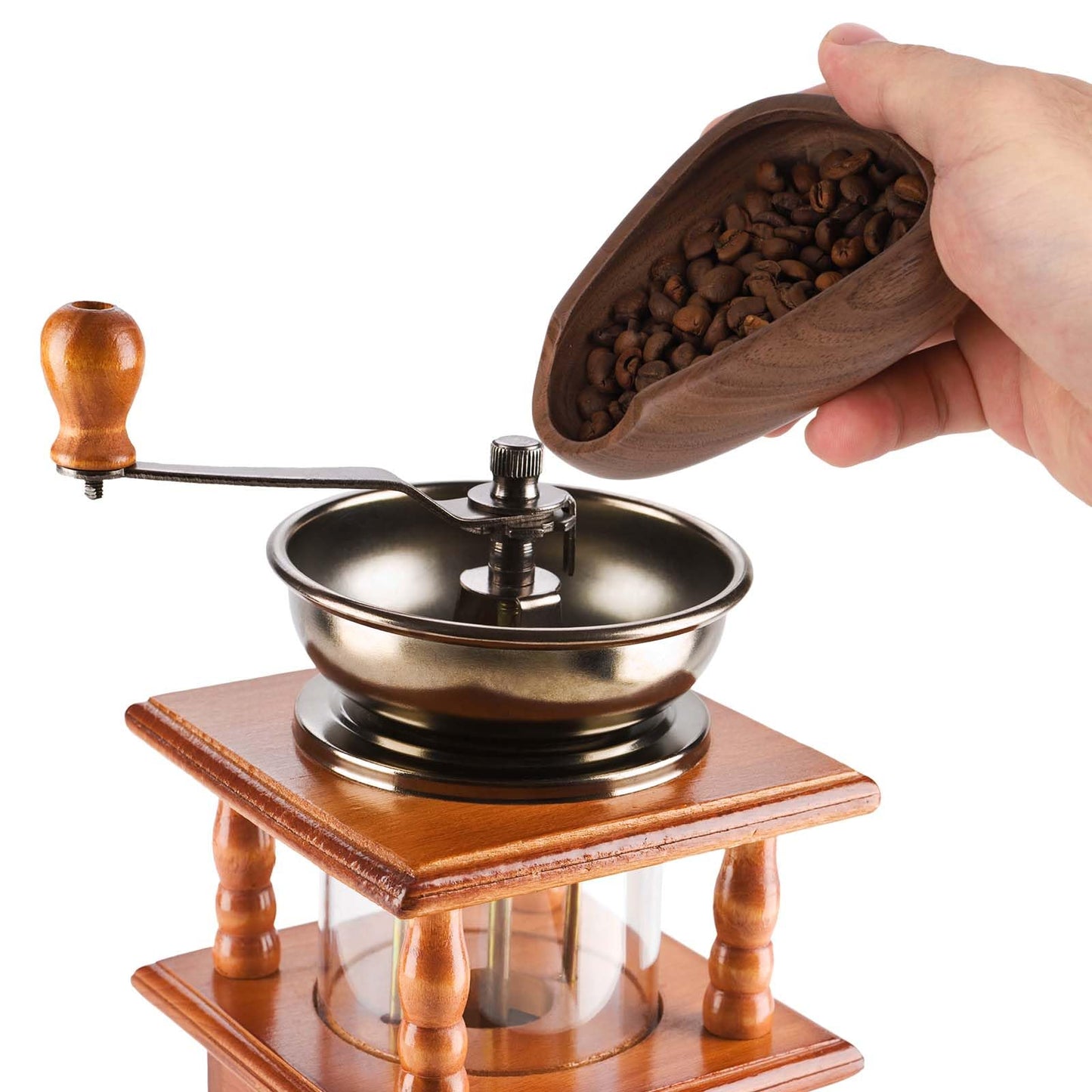 Coffee Bean Dosing Cup and Spray Bottle Set, Walnut Wood Bean Measuring Tray Espresso Accessories Tools Kit with RDT Static Reduction Spray Spritzer for Coffee Lovers Gift