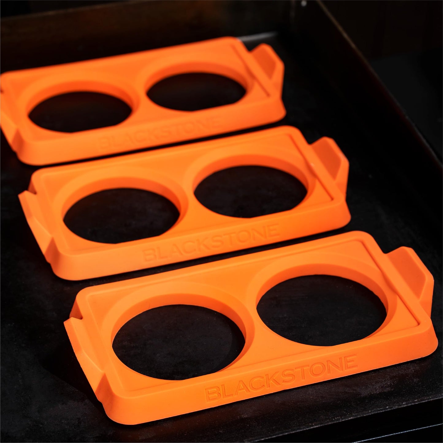 BLACKSTONE 5600 Silicone Egg & Omelet Ring (Set of 3) for Breakfast, Non Stick Food Grade Round Egg Cooking Shapers Ring Mold for Pancake, Patties & English Muffin – Portable Griddle Accessories
