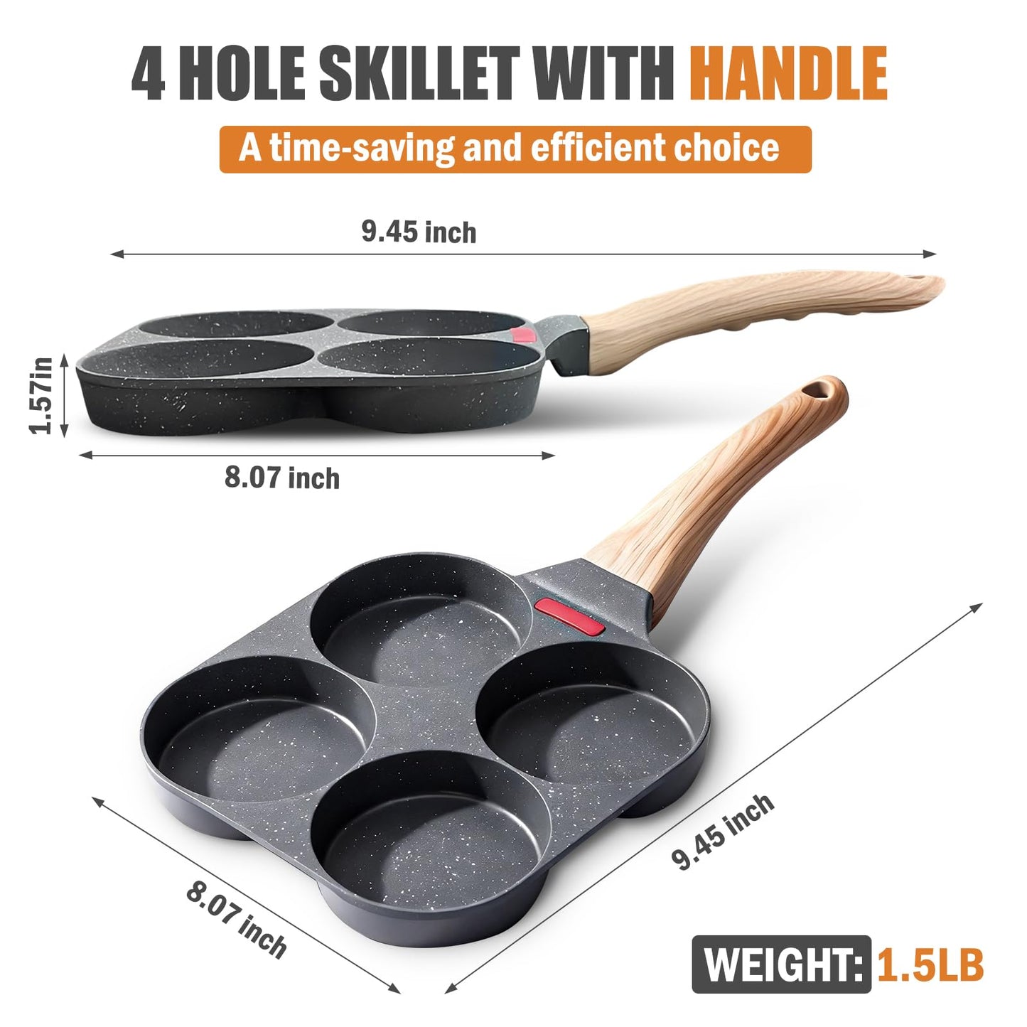 oxiraqan 4 Cups Pancake Pan Omelette Nonstick, Mcgriddle Pan, Egg Frying Breakfast 4 Section, Suitable For Gas Stove And Induction Cookware, Breakfast, Pancake, Send Goods From Local Warehouse