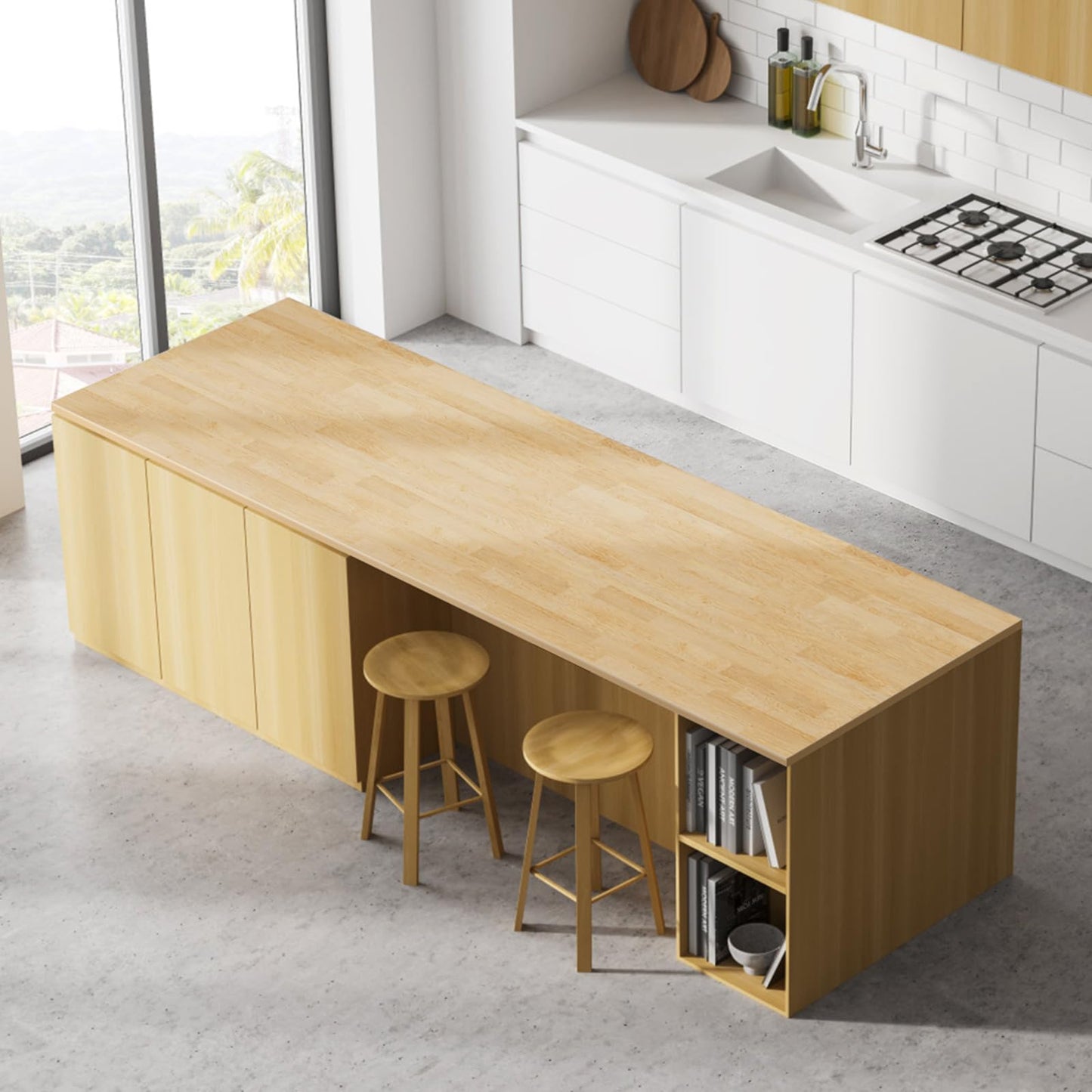 Unfinished Birch Butcher Block Countertop - Solid Wood Cutting Board for Kitchen Island, DIY Desk & Washer Dryer Top, Customizable Surface, 72" x 25" x 1.5" Thick