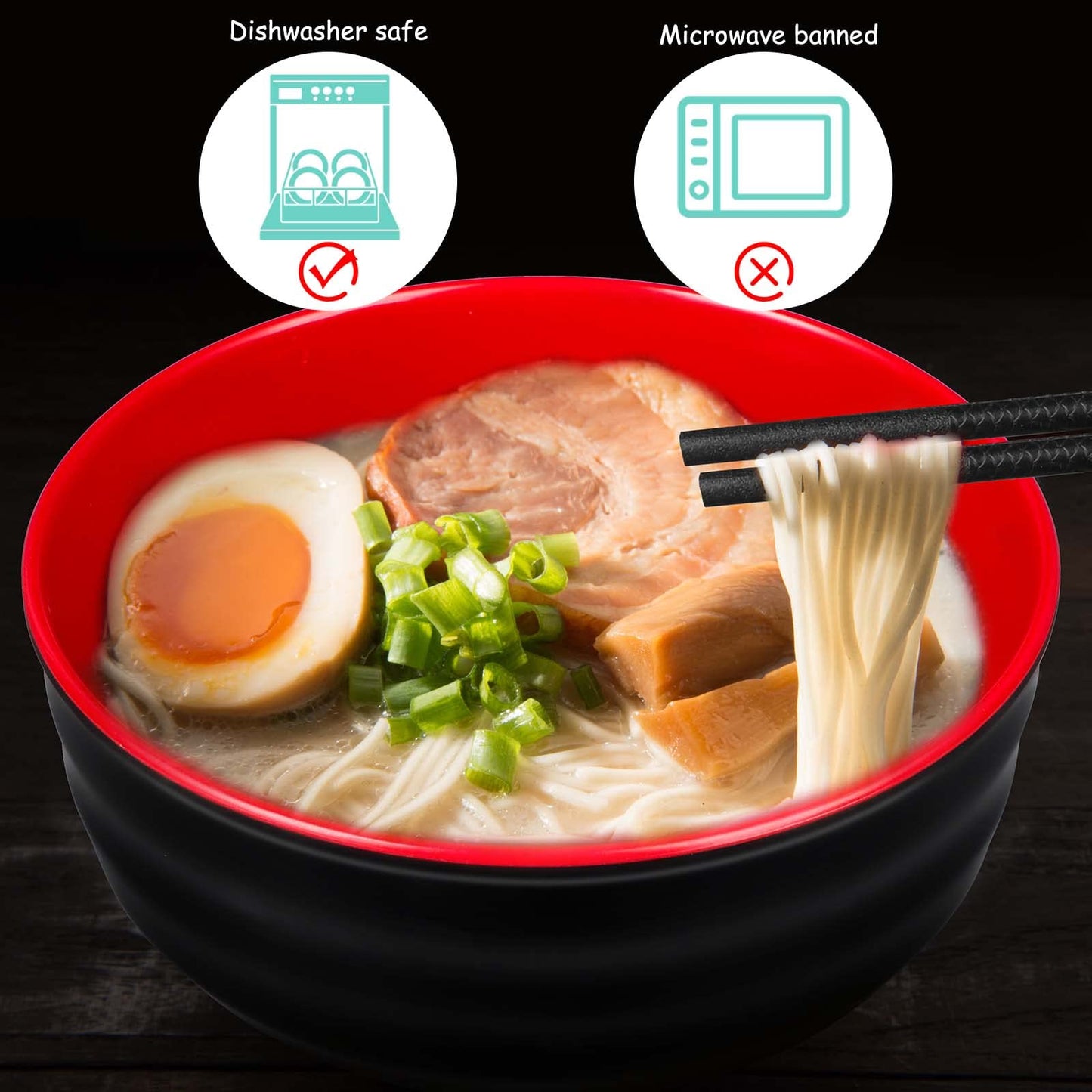 meekoo 6 Sets 41oz Ramen Bowl Bulk Asian Chinese Large Japanese Ramen Noodle Pho Bowl with Dipping Bowls Spoons Chopsticks and Chopsticks Stands for Udon Soba Asian Noodle