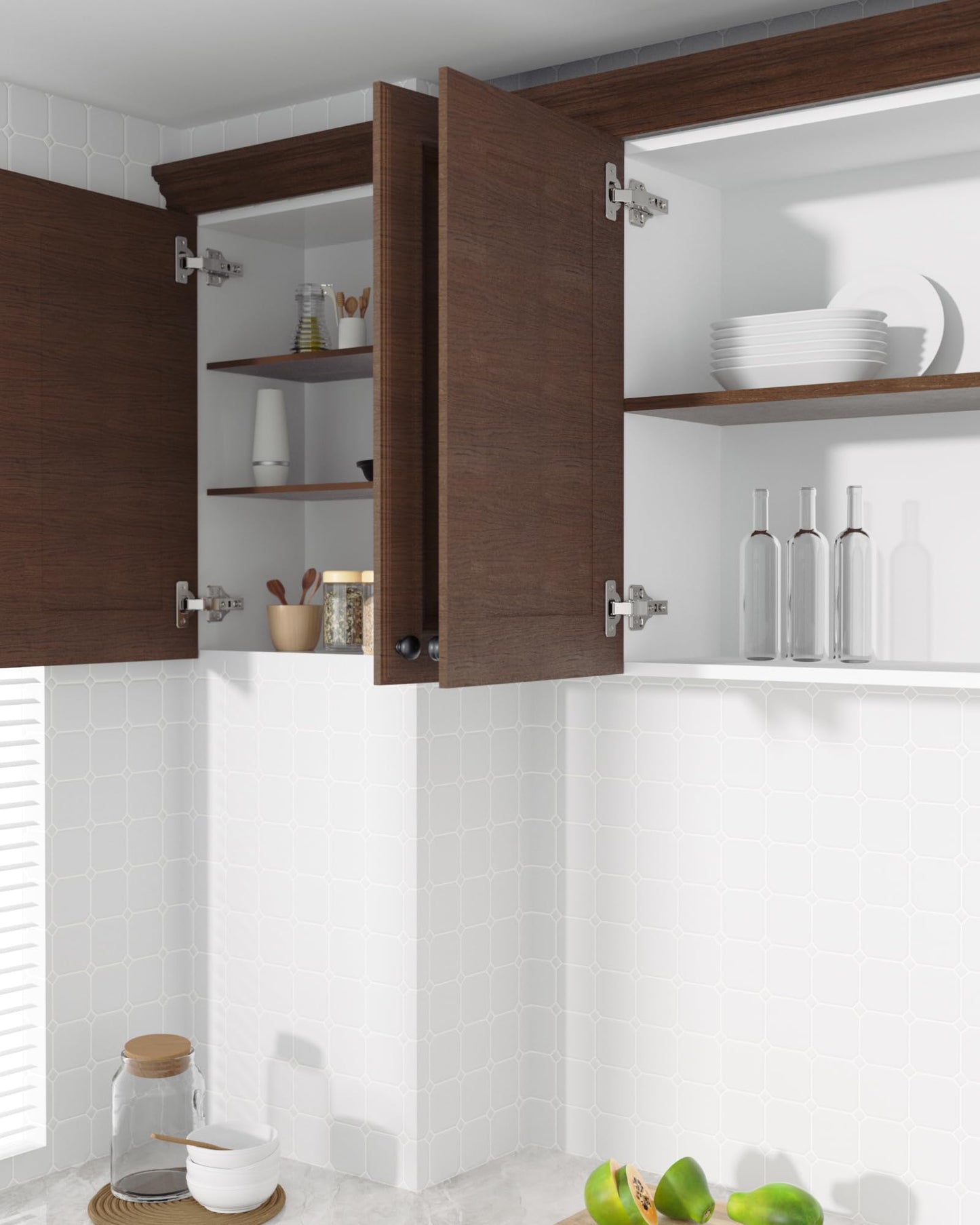 Onemake 30 Pack Full Overlay Soft Close Cabinet Hinges, Stay at Will 105° Concealed Hinge, Smooth Slow Self Closing, 3D Adjustment, Clip-on Plate, Frameless Hidden Door Hardware for Kitchen Cupboard