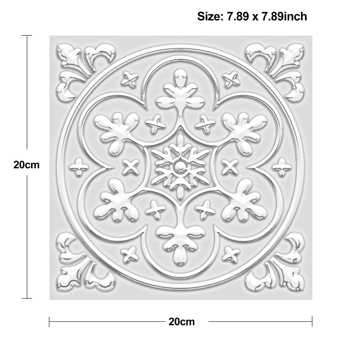Peel and Stick Wall Tile Stickers Backsplash for Kitchen/Living Room/Bathroom in Metalic Design, 8x8 inch Pack of 10 Self Stick Paper Wall Tile Stickers for Your Home and DIY Projects (Silver)