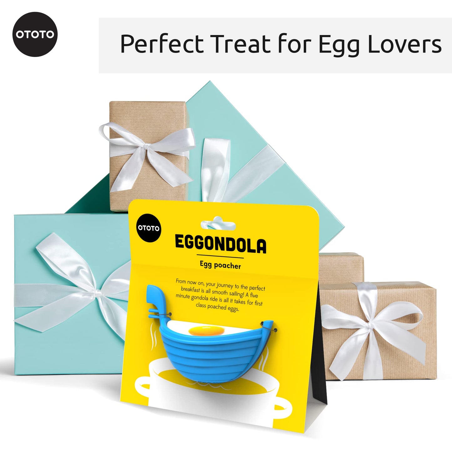 OTOTO New Eggondola Egg Poacher - Poached Egg Silicone Egg Cooker - Gondola Egg Silicone Poacher for Cooking Eggs - Kitchen Egg Cooker, Perfect Egg Maker - Egg Design Maker, Egg Kitchen Gadgets