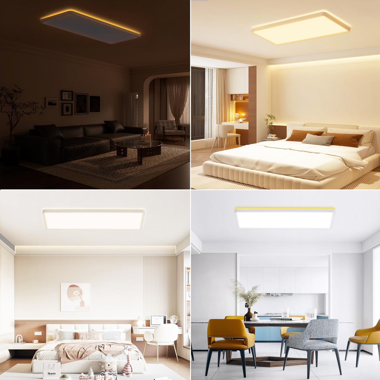 23 Inch Dimmable LED Flush Mount Ceiling Light Fixture with Remote, Square Low Profile Ceiling Light,3000K–6500K Color Changing,Night Light,White,for Bedroom,Kitchen,Living Room