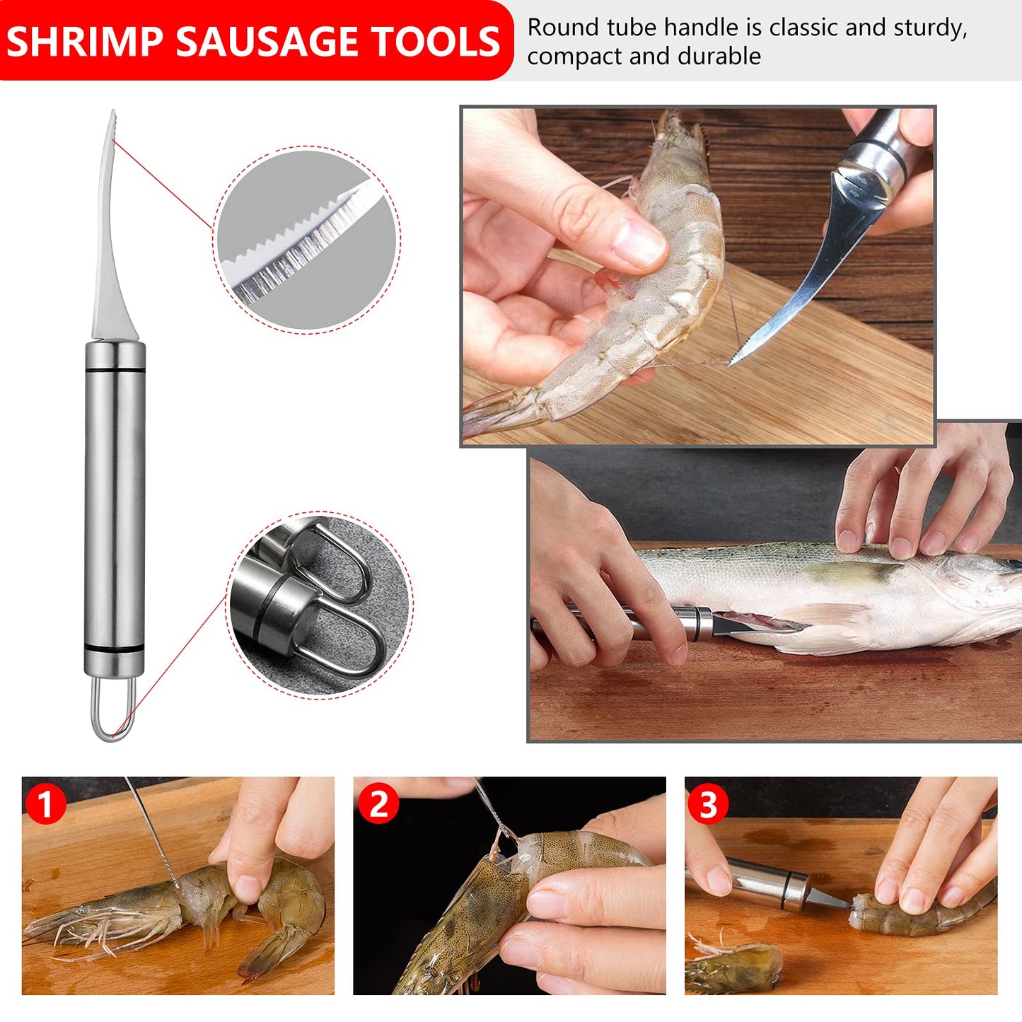 Seafood Tools Set Includes 4 Crab Crackers 6 Seafood Fork 6 Lobster Crackers 1 Seafood Scissors 1 Oyster Knife 1 Shrimp Cleaning Tool-Nutcracker Set(19 Piece )