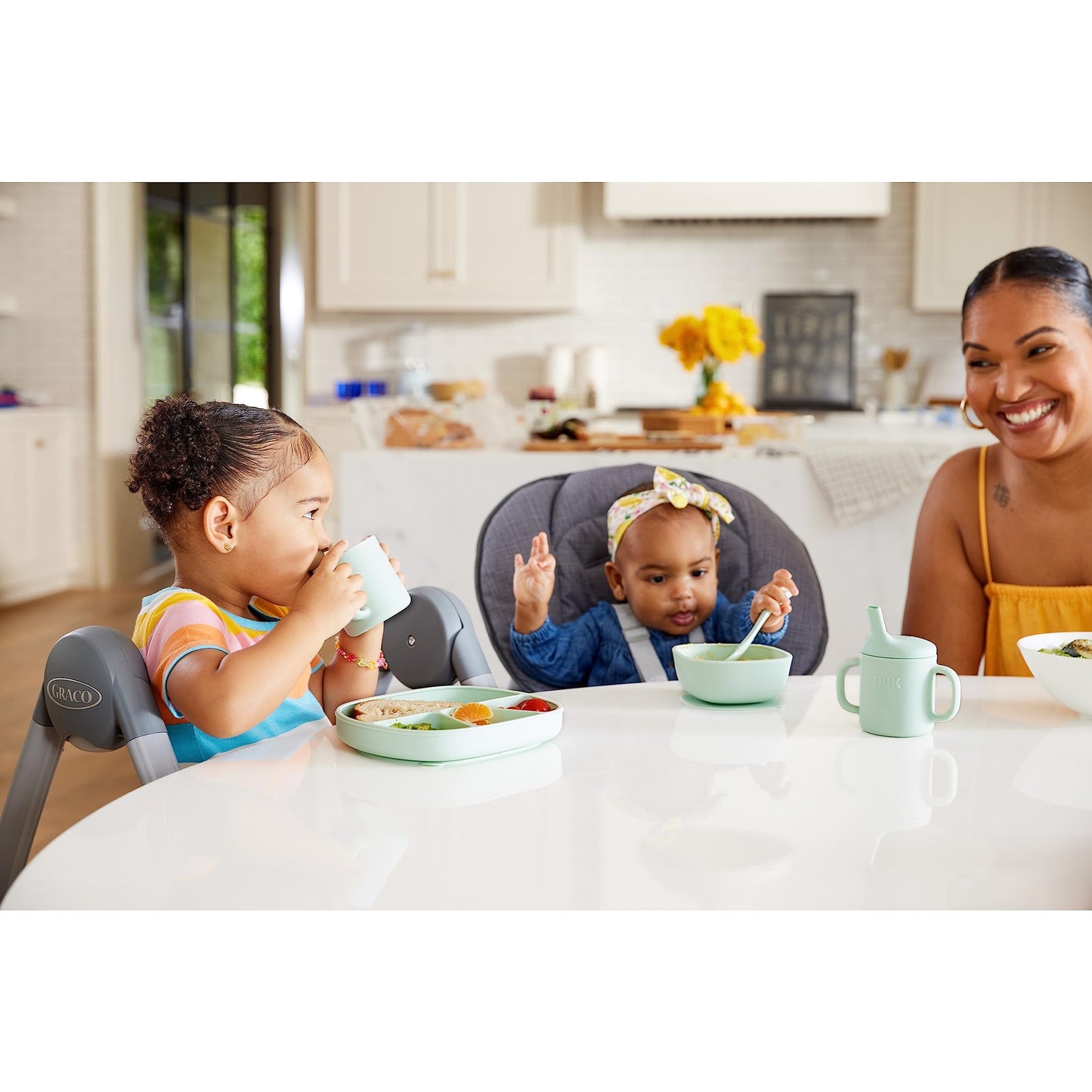 NUK Silicone Baby Spoons, Durable Silicone Material, Easy to Hold & Feed, Dishwasher-Safe, BPA-Free, Pack of 3