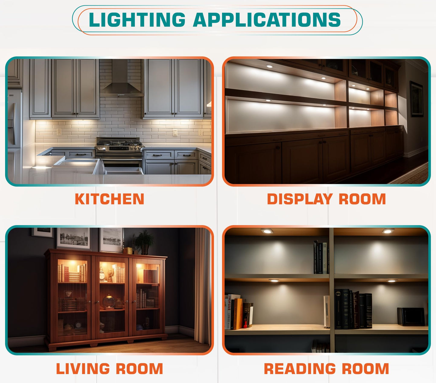Lvyinyin Under Cabinet LED Puck Lights, Counter Closet Lighting, Daisy Chained linkable, 110V Plug-in & Direct Hardwiring, Wireless RF Remote Control Dimmable, White Cables, Warm White, 14 Lights